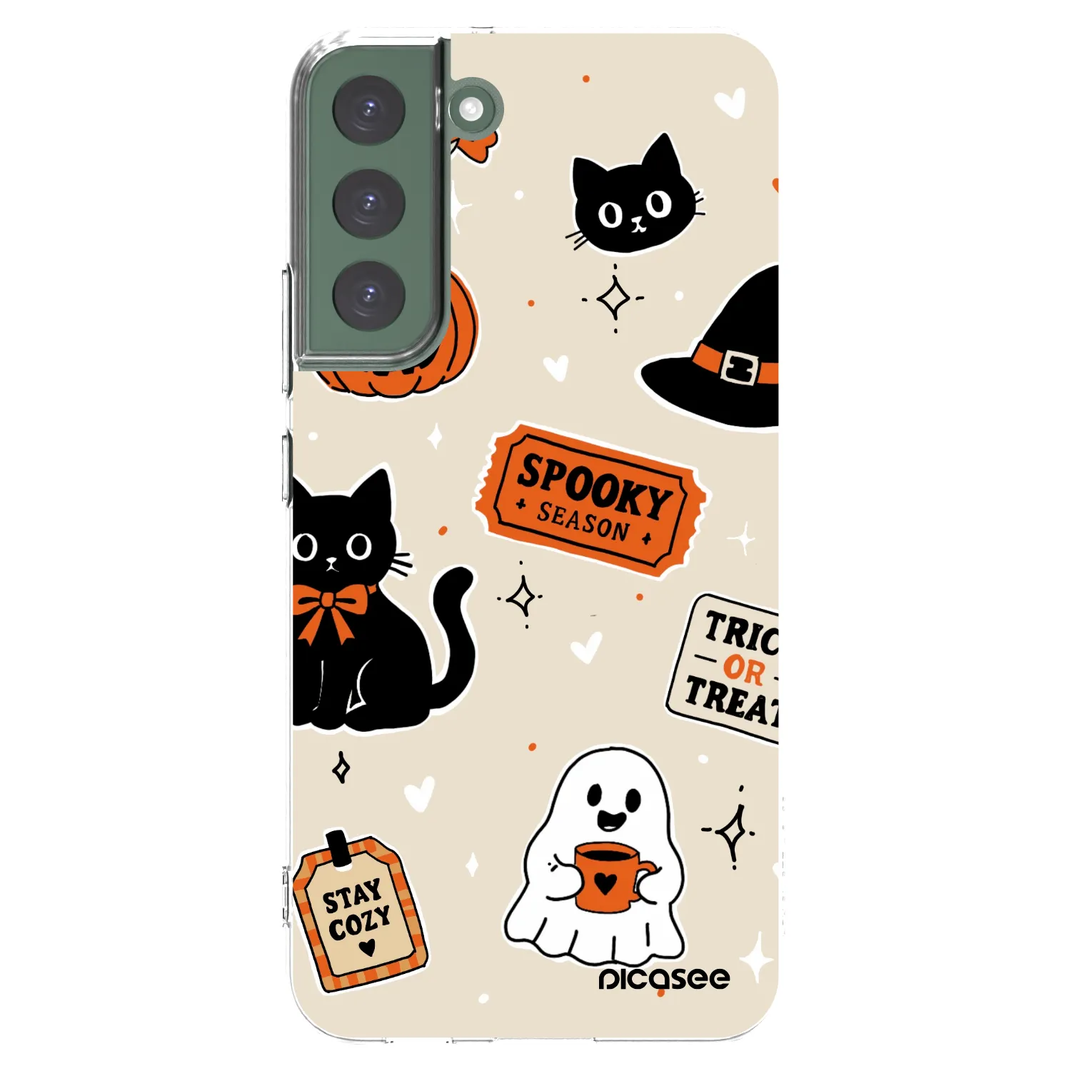 Picasee silikonska prozirna maskica za Samsung Galaxy S22+ 5G - Halloween stickers