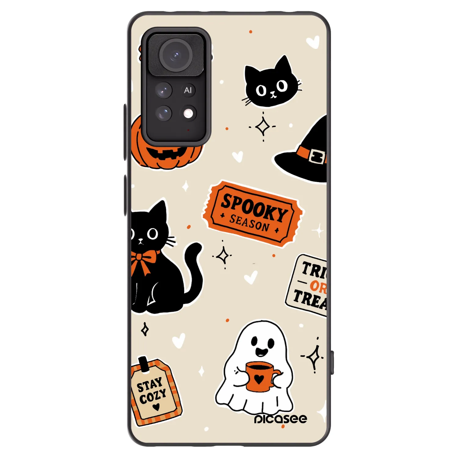 Picasee crna silikonska maskica za Xiaomi Redmi Note 11 Pro 5G - Halloween stickers