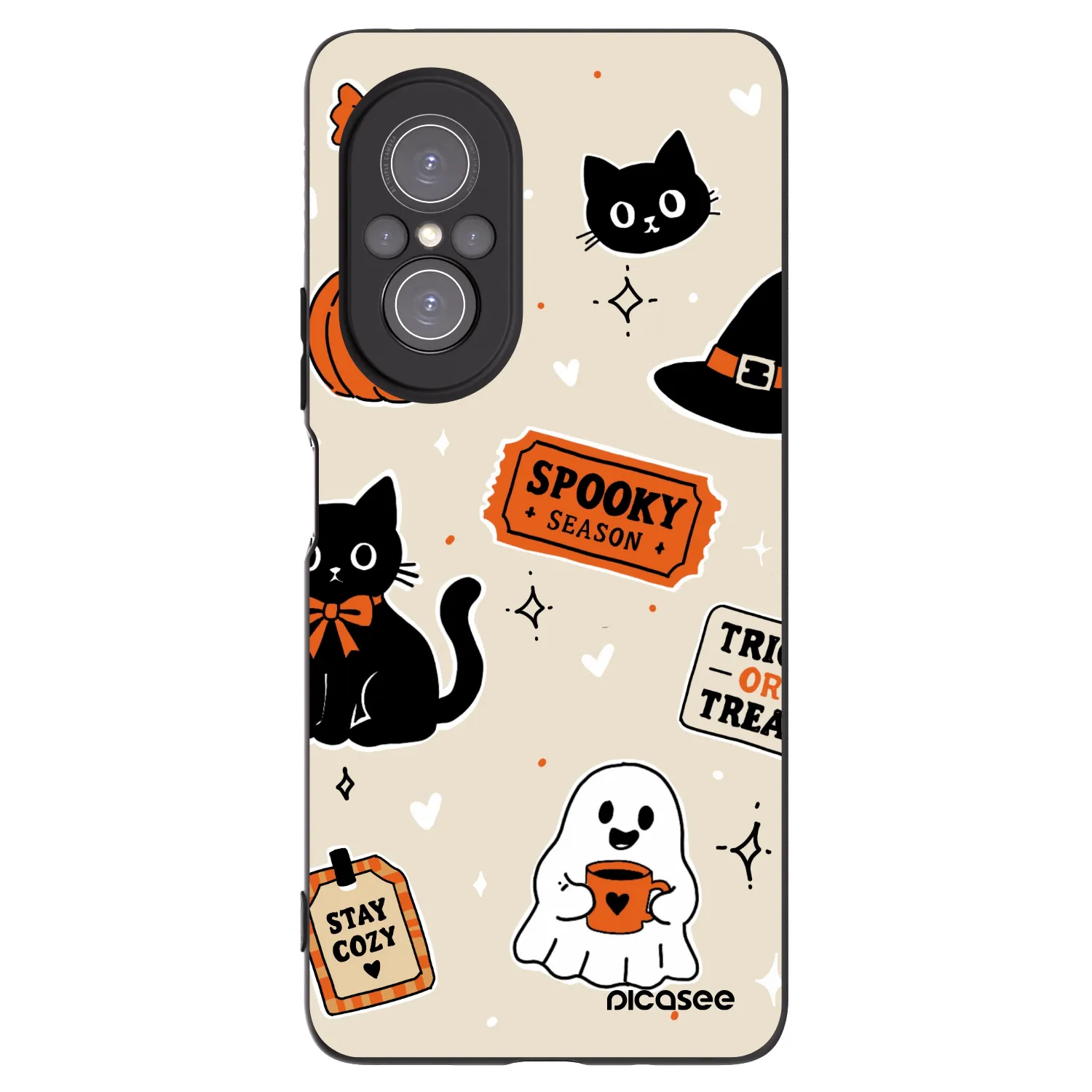 Picasee crna silikonska maskica za Huawei Nova 9 SE - Halloween stickers