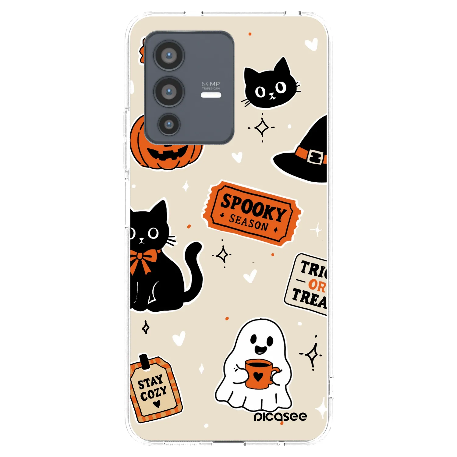 Picasee silikonska prozirna maskica za Vivo V23 5G - Halloween stickers