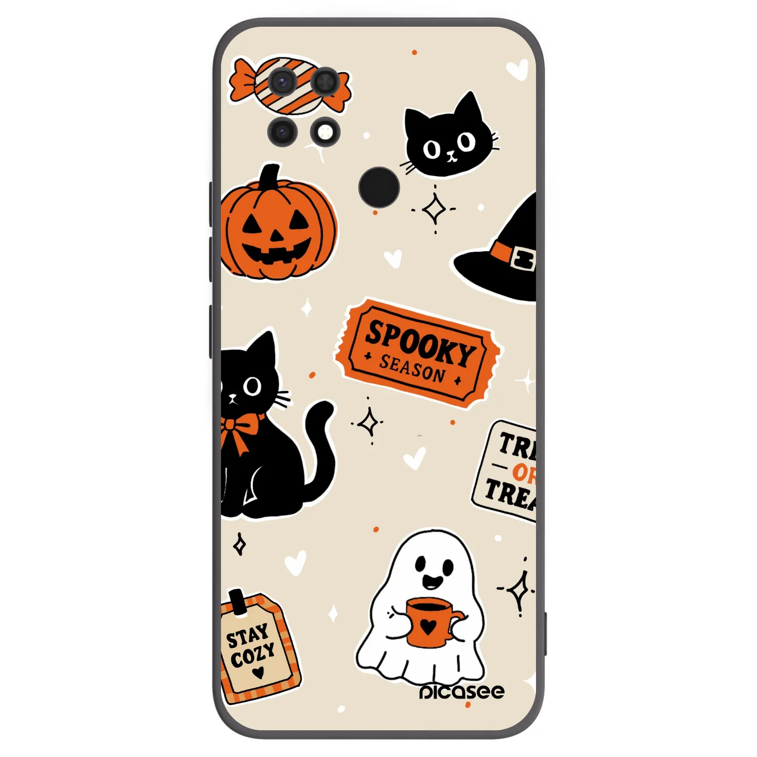 Picasee crna silikonska maskica za Xiaomi Redmi 10C - Halloween stickers