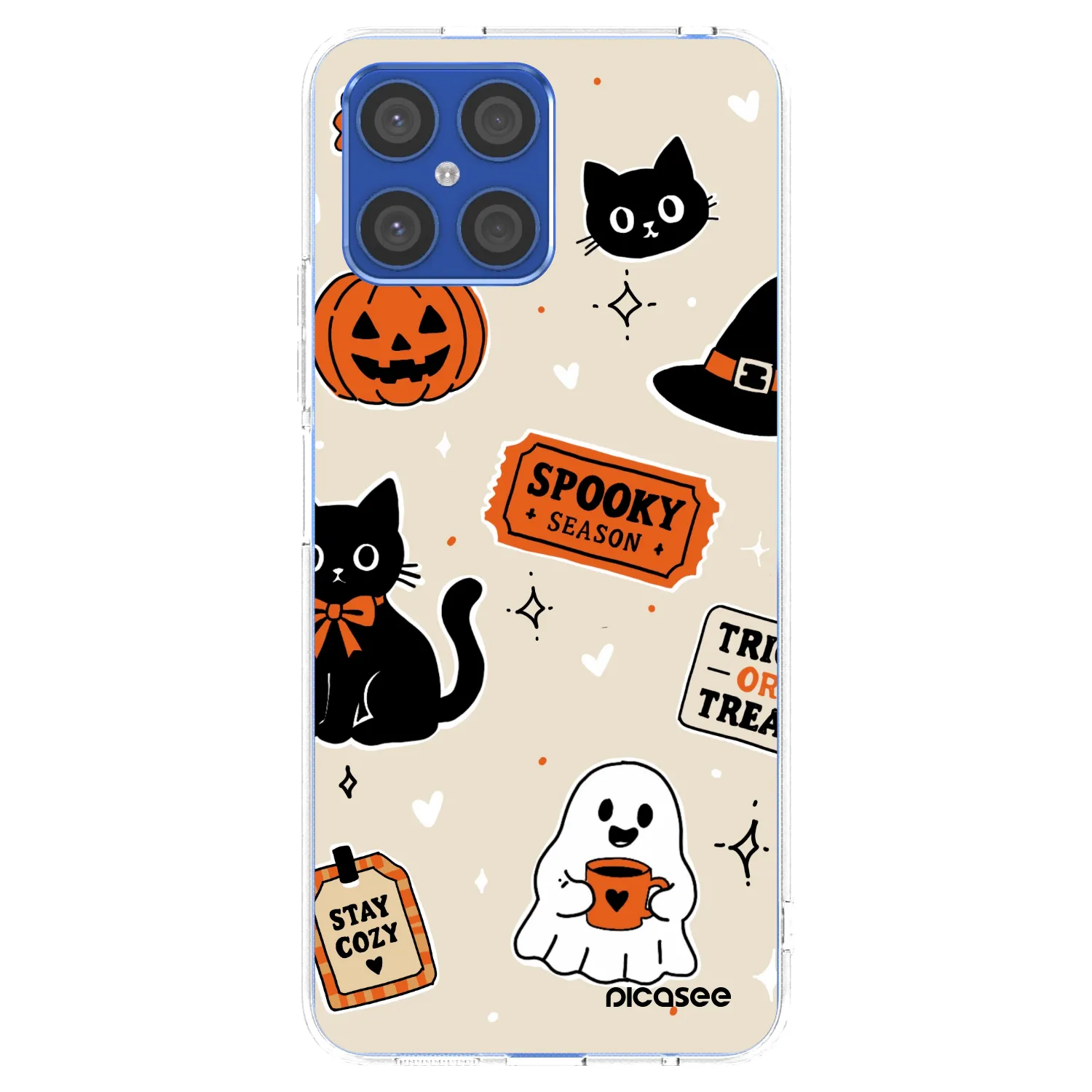 Picasee silikonska prozirna maskica za Honor X8 4G - Halloween stickers