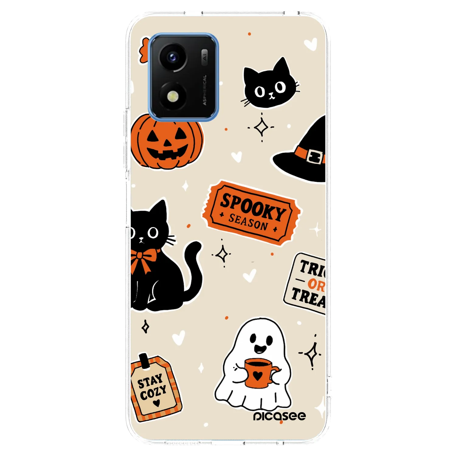 Picasee silikonska prozirna maskica za Vivo Y01 - Halloween stickers
