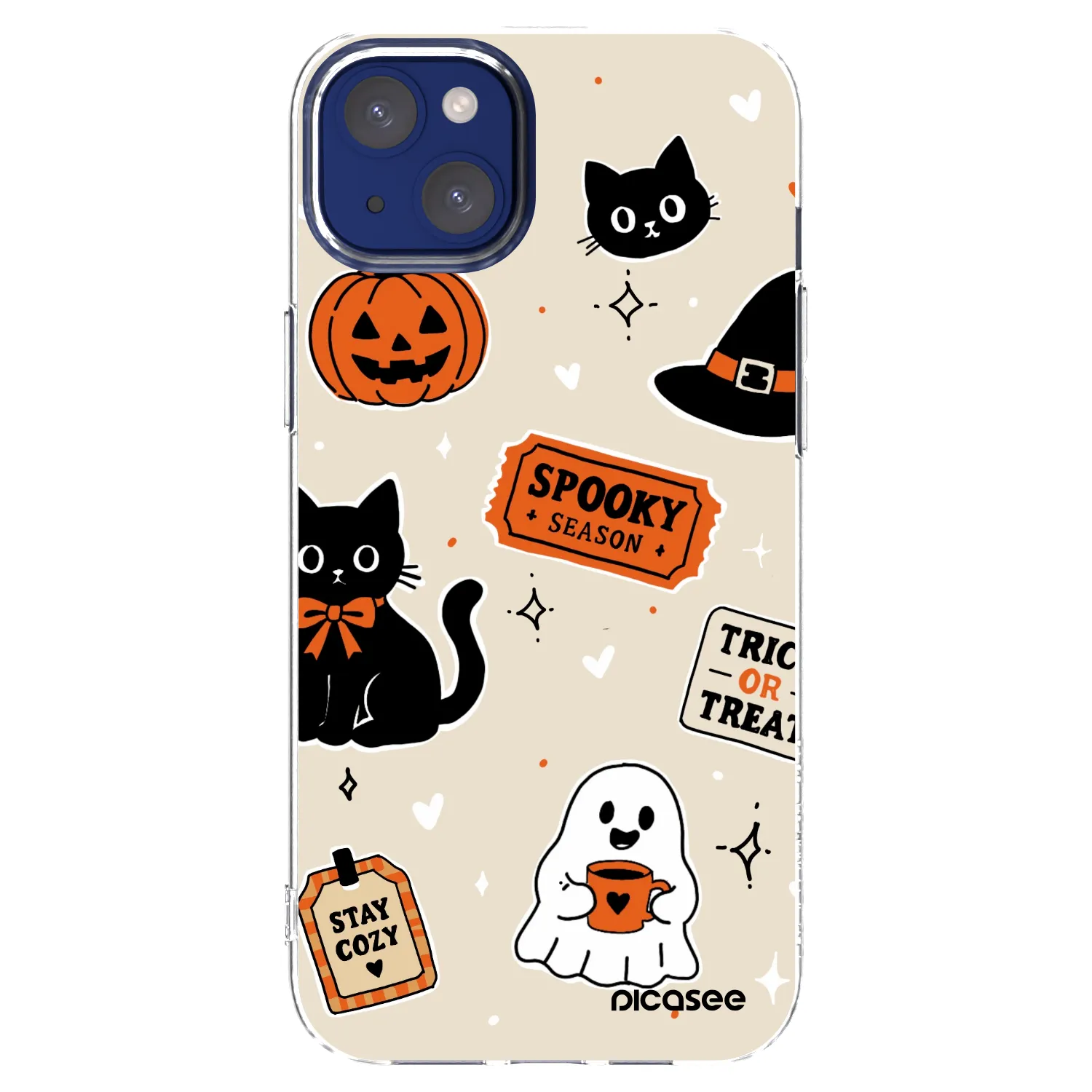 Picasee silikonska prozirna maskica za Apple iPhone 14 Plus - Halloween stickers