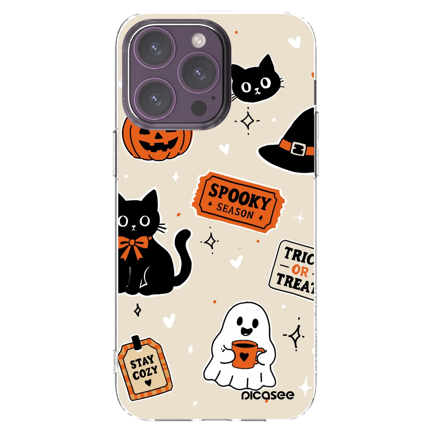 Picasee silikonska prozirna maskica za Apple iPhone 14 Pro Max - Halloween stickers