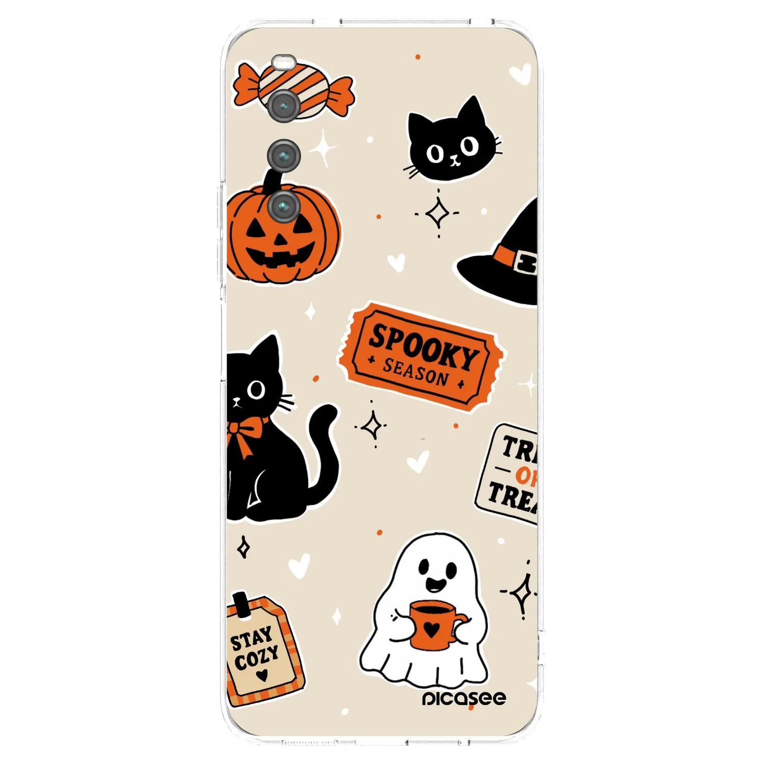 Picasee silikonska prozirna maskica za Sony Xperia 10 IV 5G - Halloween stickers