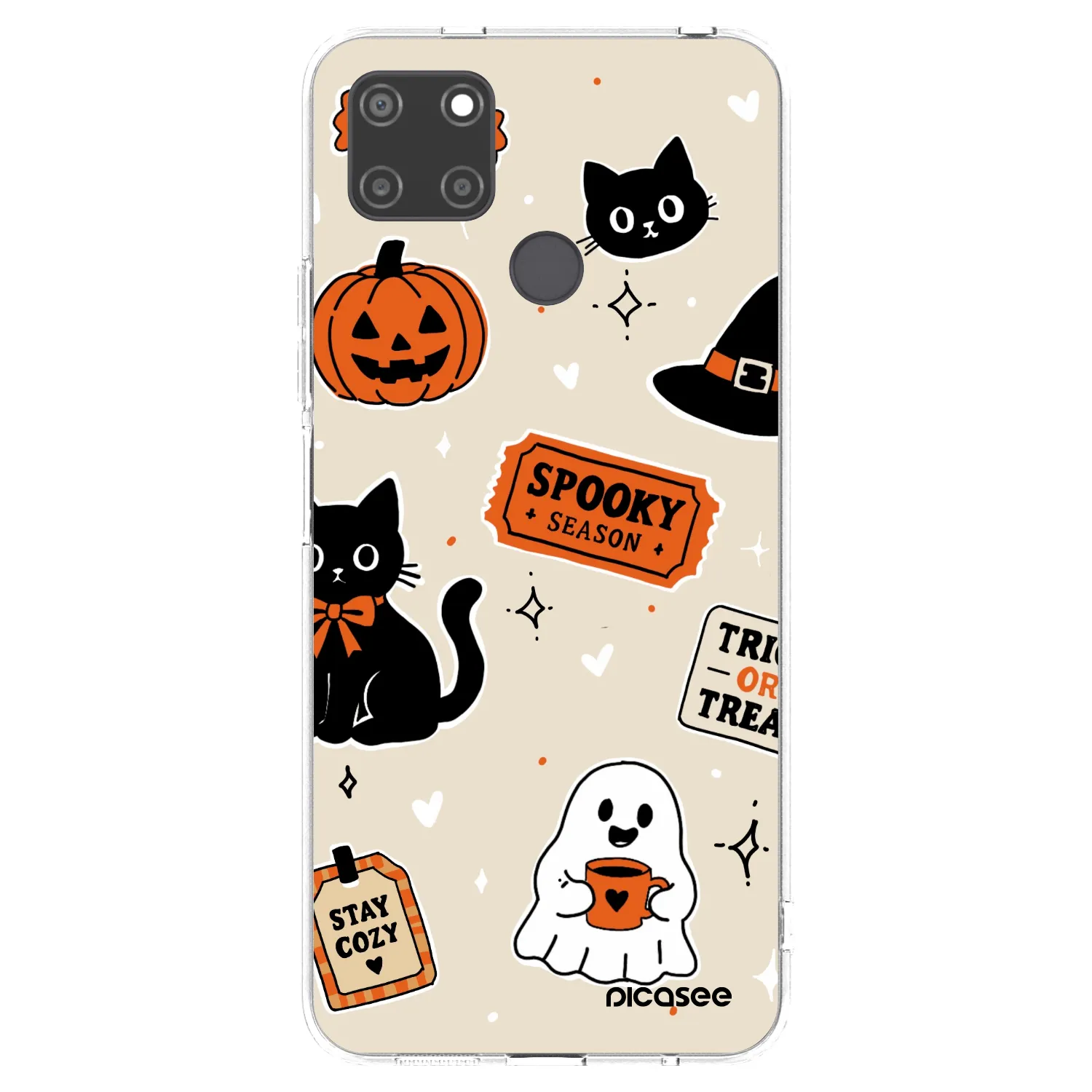 Picasee silikonska prozirna maskica za Realme C21Y - Halloween stickers