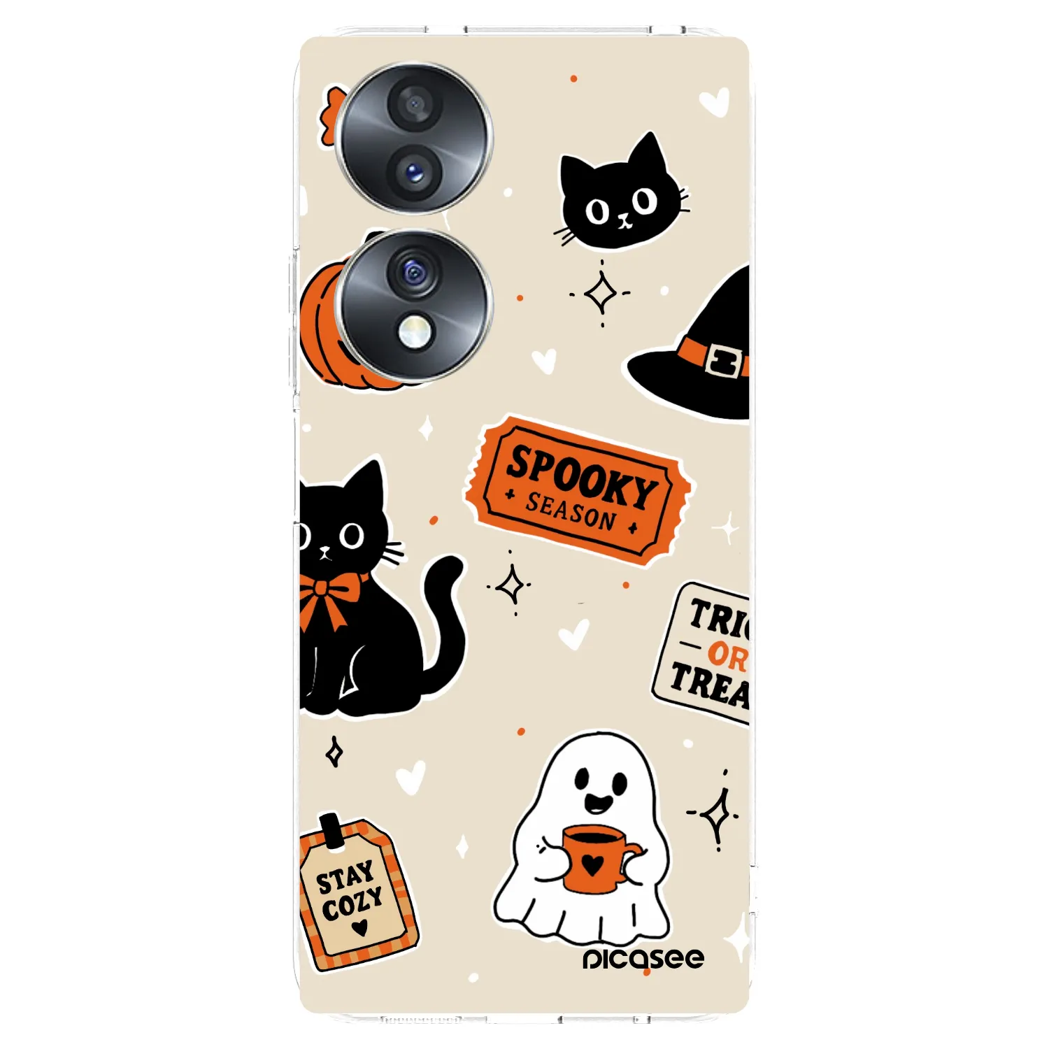 Picasee silikonska prozirna maskica za Honor 70 - Halloween stickers