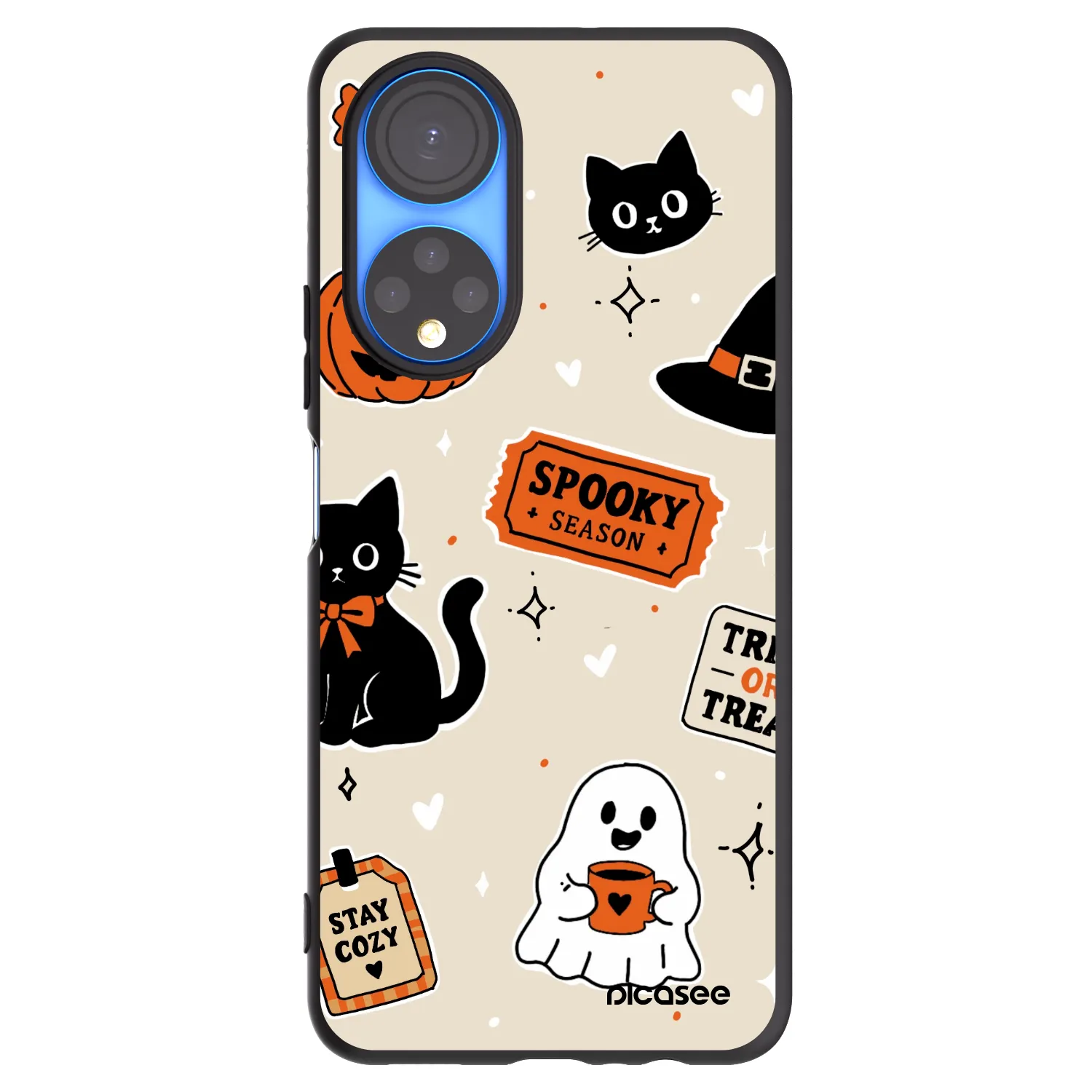 Picasee crna silikonska maskica za Honor X7 - Halloween stickers
