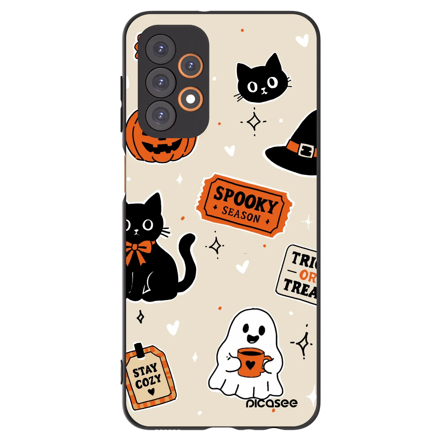Picasee crna silikonska maskica za Samsung Galaxy A23 A235F 4G - Halloween stickers