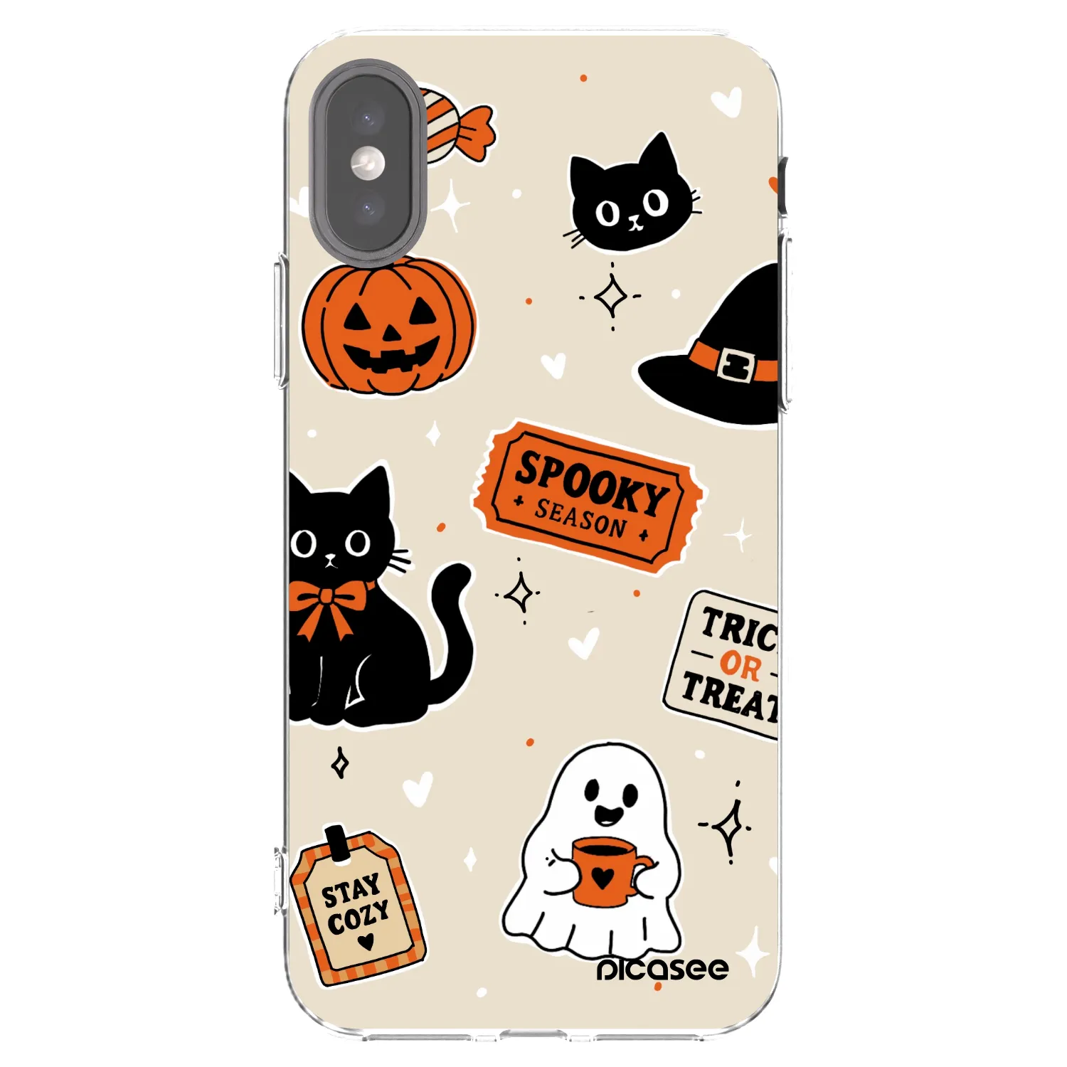 Picasee silikonska prozirna maskica za Apple iPhone X/XS - Halloween stickers