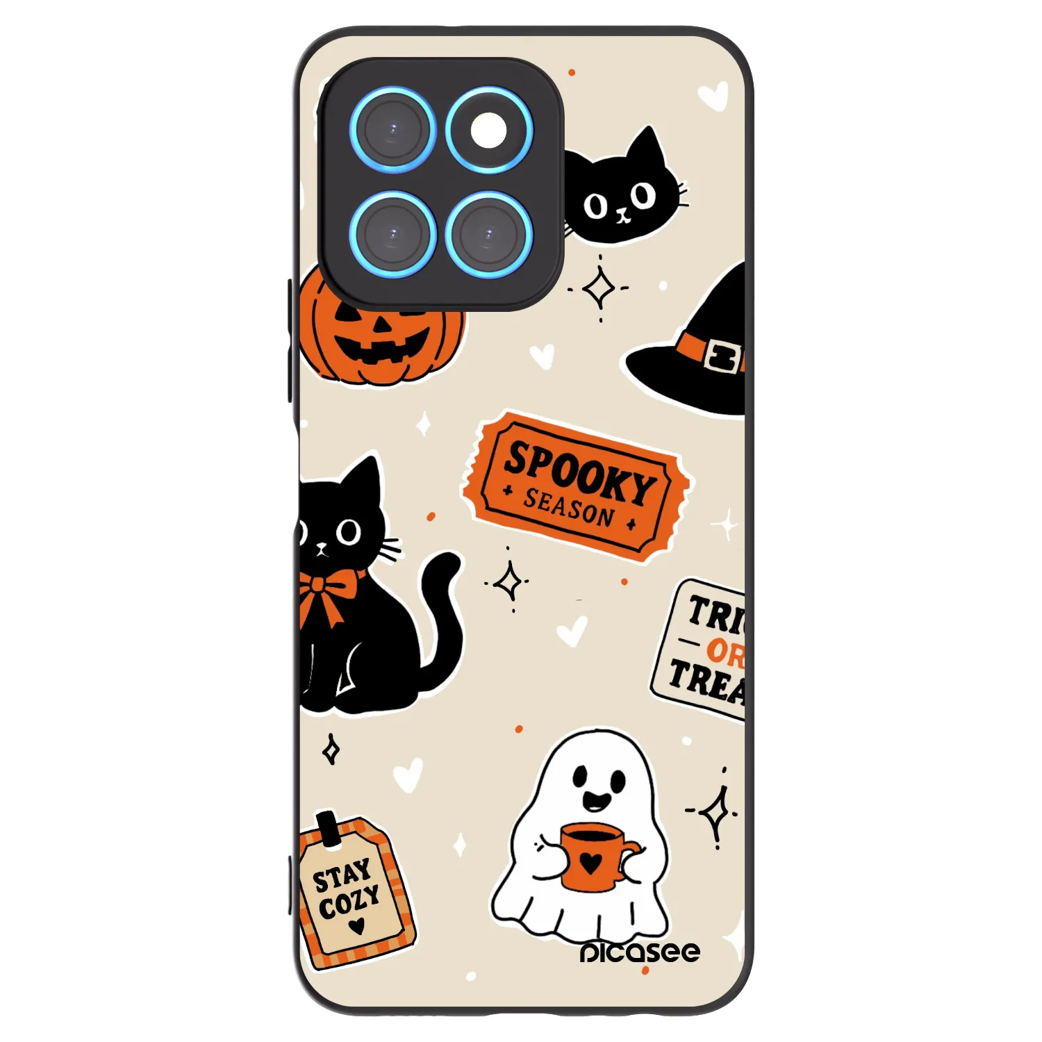 Picasee crna silikonska maskica za Honor X6 - Halloween stickers