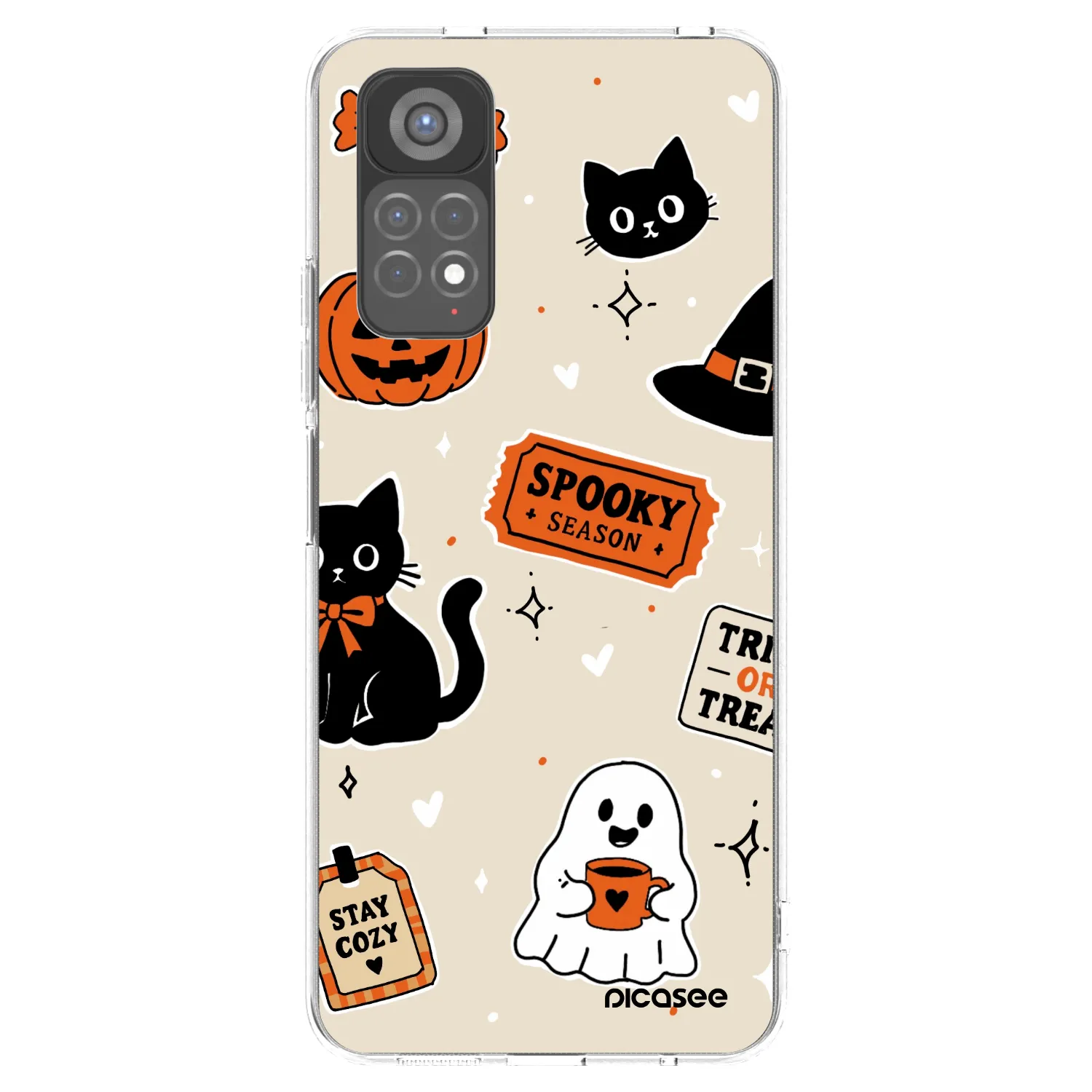 Picasee silikonska prozirna maskica za Xiaomi Redmi Note 11S 5G - Halloween stickers