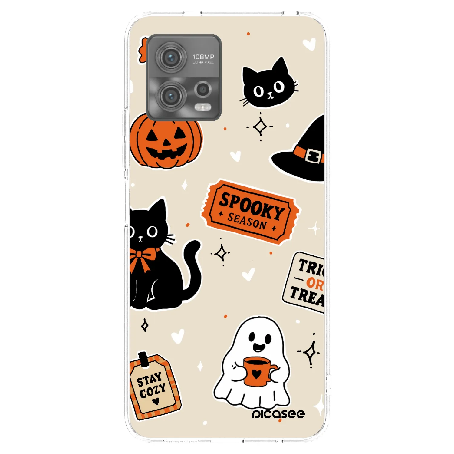 Picasee silikonska prozirna maskica za Motorola Moto G72 - Halloween stickers