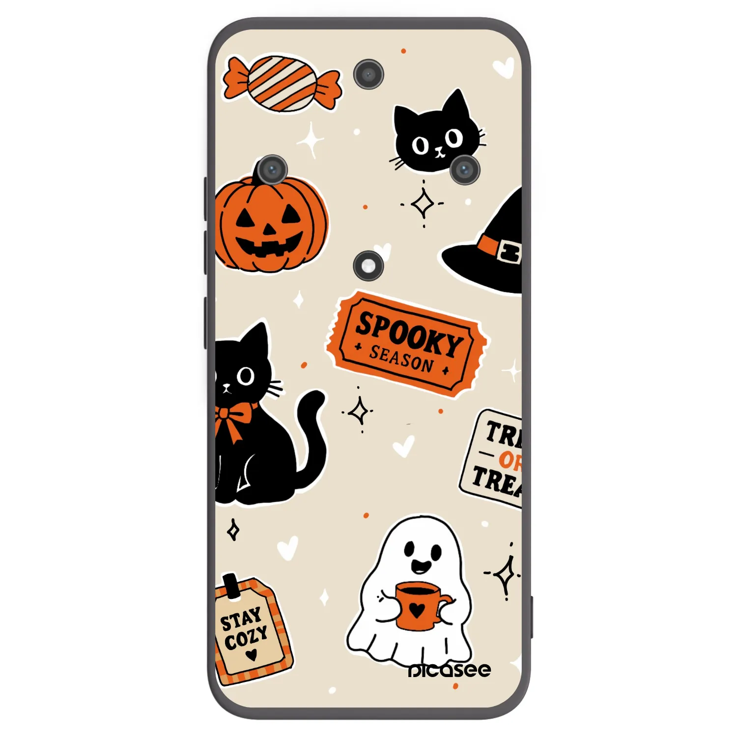 Picasee crna silikonska maskica za Honor Magic5 Lite 5G - Halloween stickers