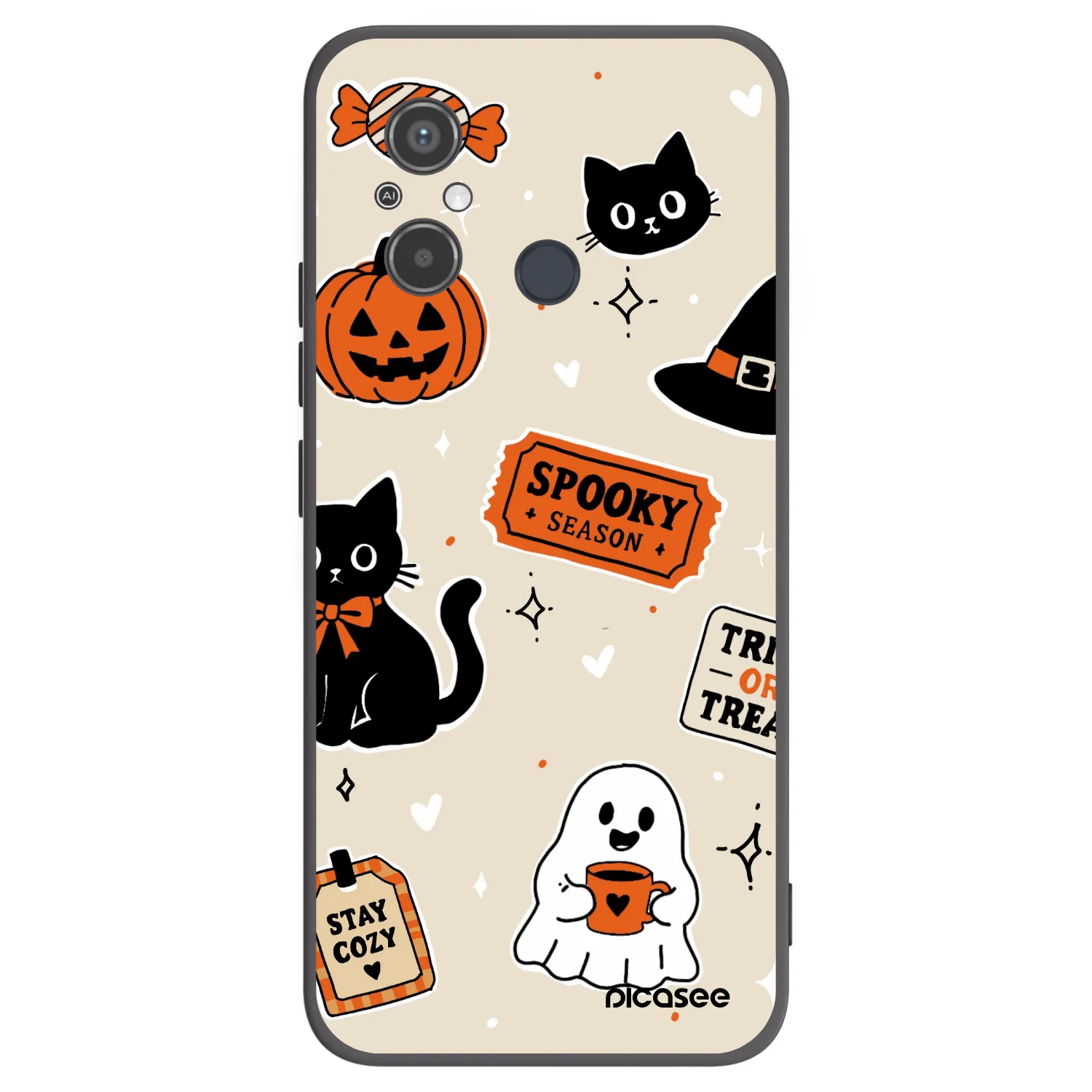Picasee crna silikonska maskica za Xiaomi Redmi 12C - Halloween stickers