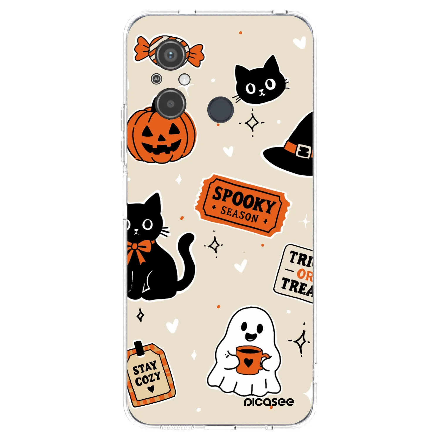 Picasee silikonska prozirna maskica za Xiaomi Redmi 12C - Halloween stickers