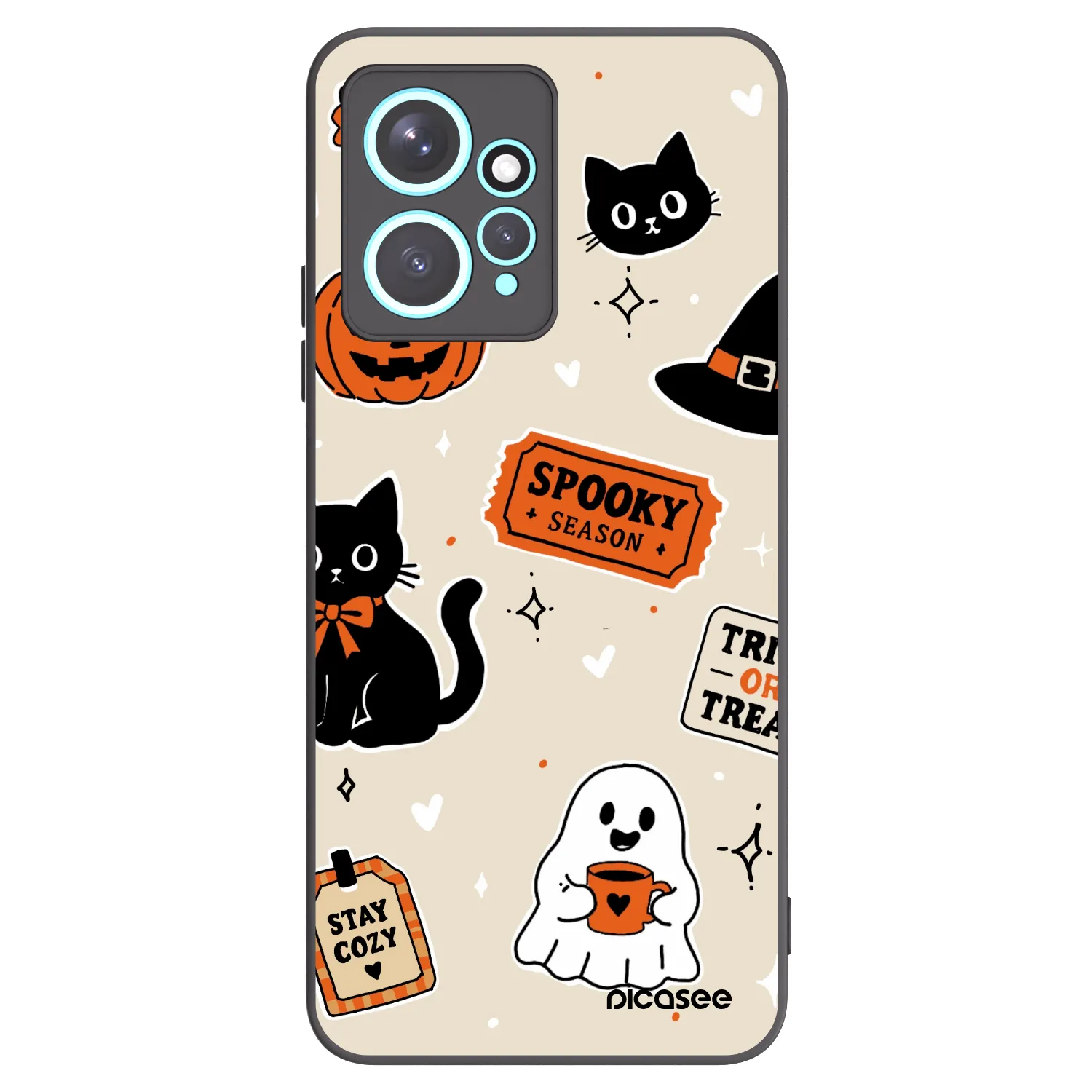Picasee crna silikonska maskica za Xiaomi Redmi Note 12 4G - Halloween stickers