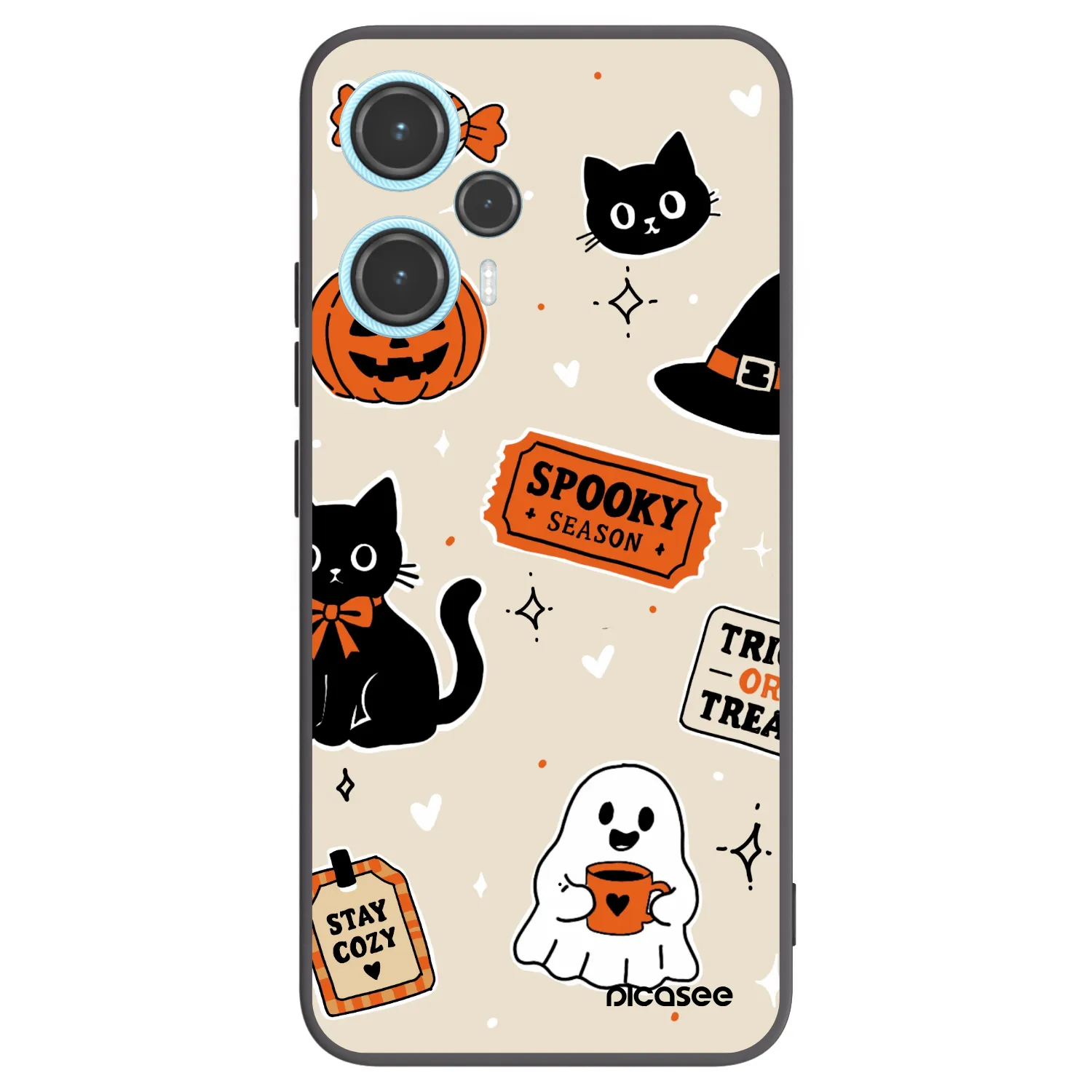 Picasee crna silikonska maskica za Xiaomi Poco F5 - Halloween stickers
