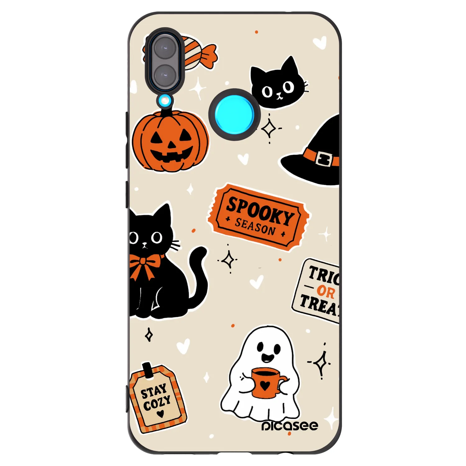 Picasee crna silikonska maskica za Huawei Nova 3i - Halloween stickers