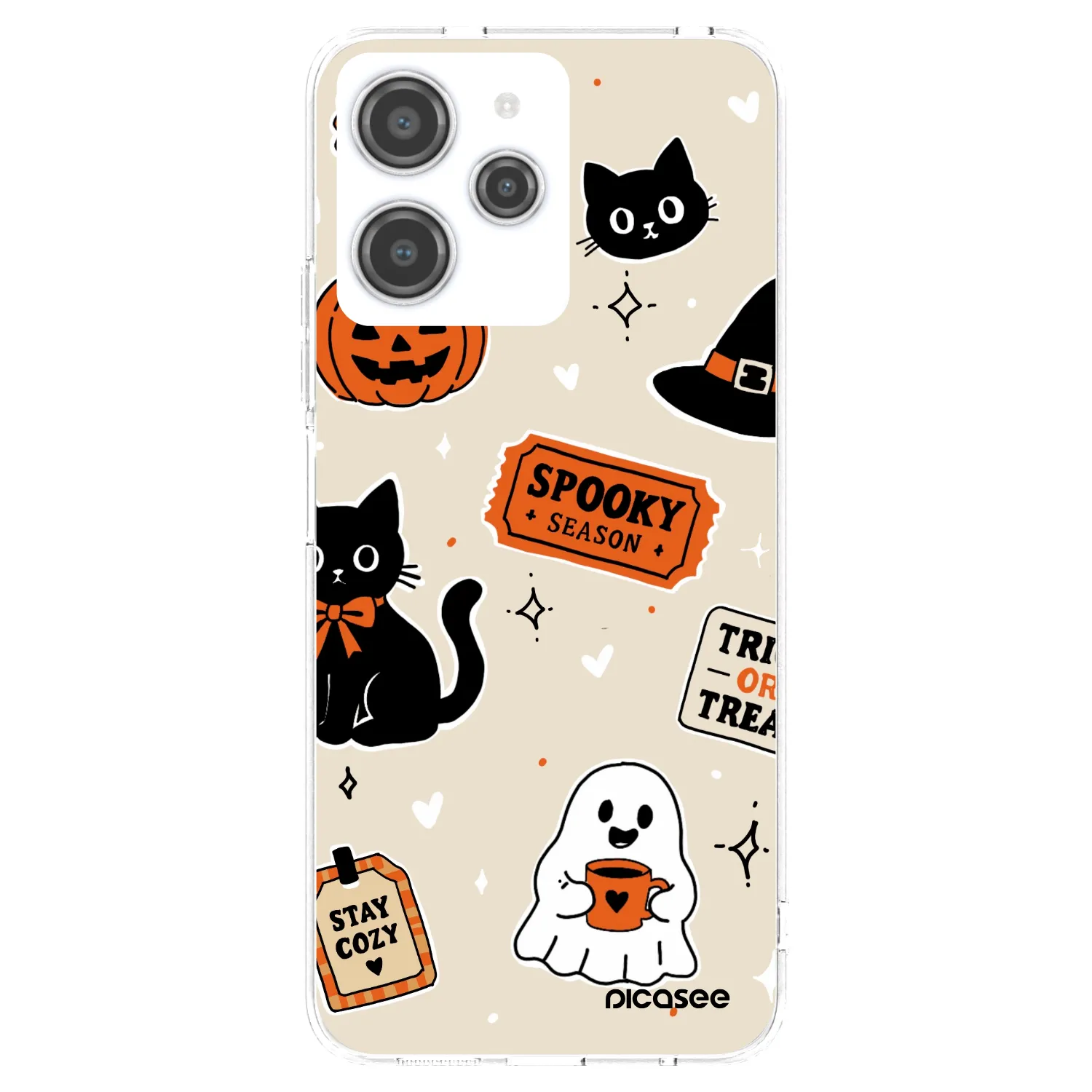 Picasee silikonska prozirna maskica za Xiaomi Redmi 12 4G - Halloween stickers