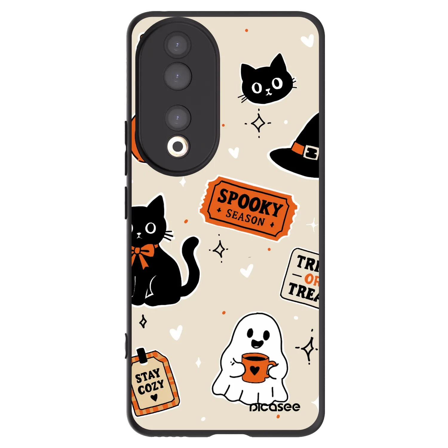 Picasee crna silikonska maskica za Honor 90 5G - Halloween stickers