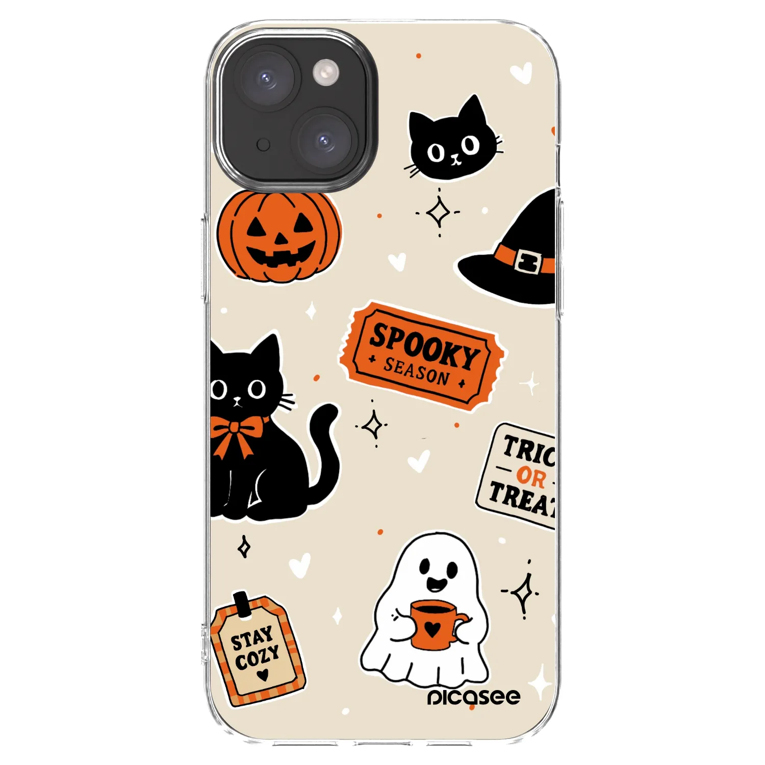 Picasee silikonska prozirna maskica za Apple iPhone 15 Plus - Halloween stickers