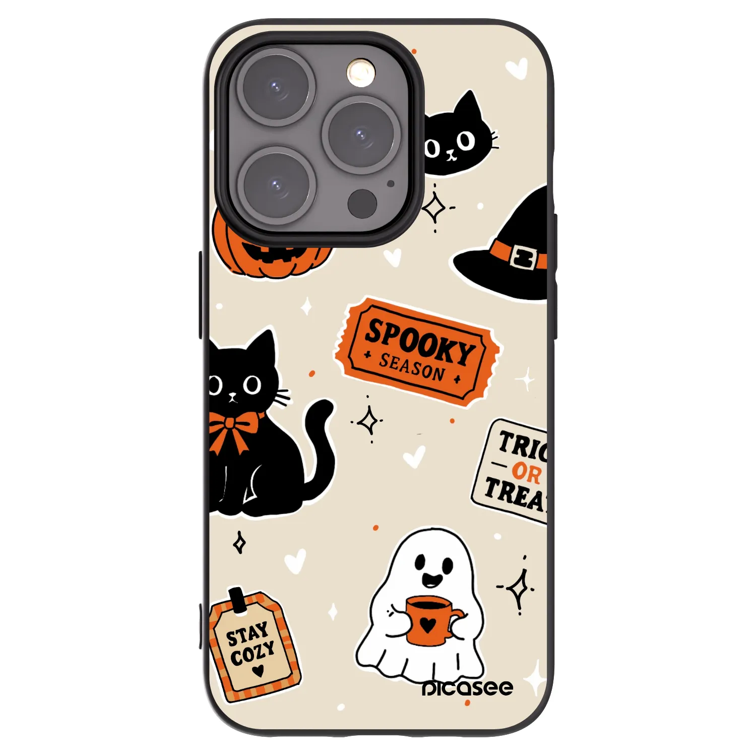 Picasee crna silikonska maskica za Apple iPhone 15 Pro - Halloween stickers