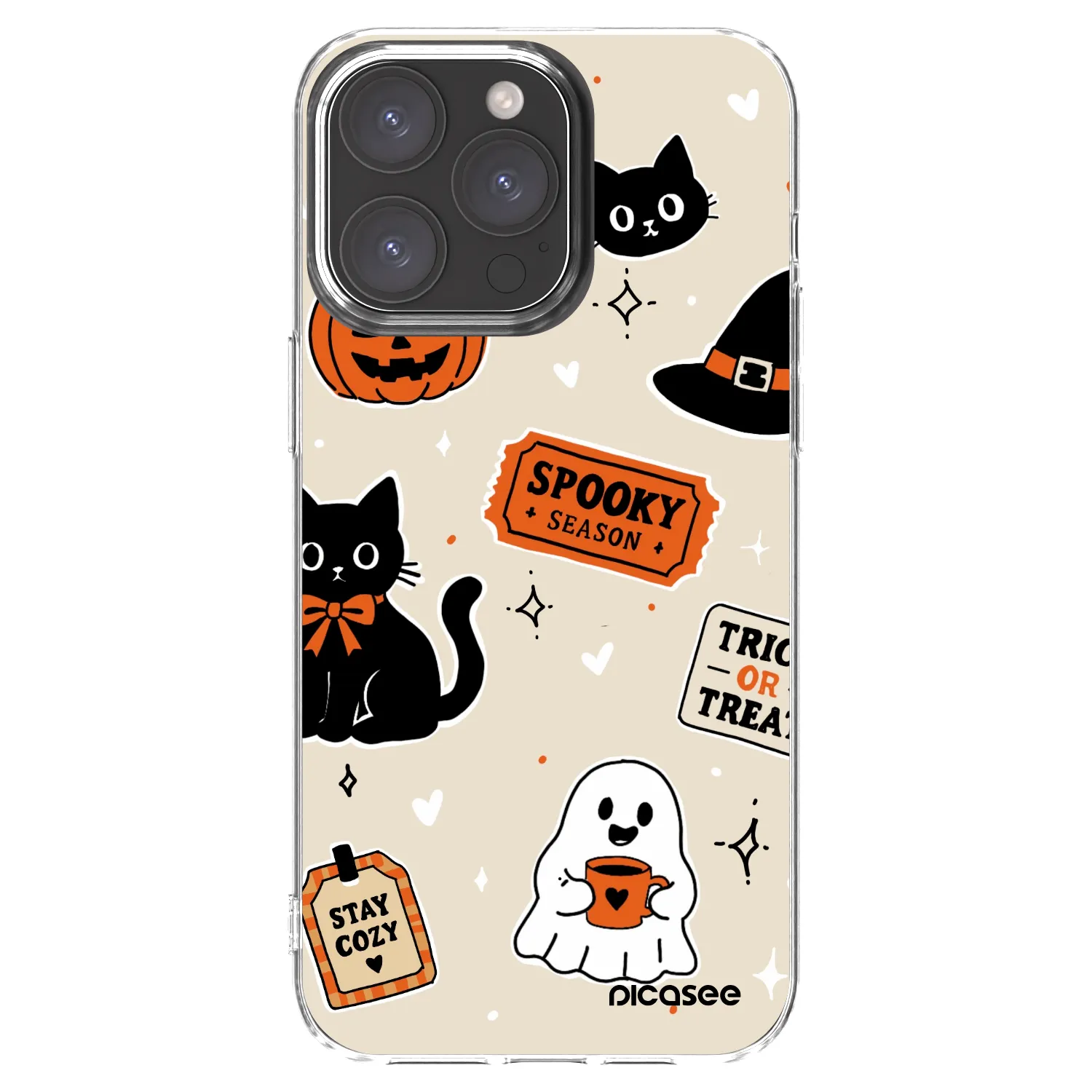 Picasee silikonska prozirna maskica za Apple iPhone 15 Pro Max - Halloween stickers