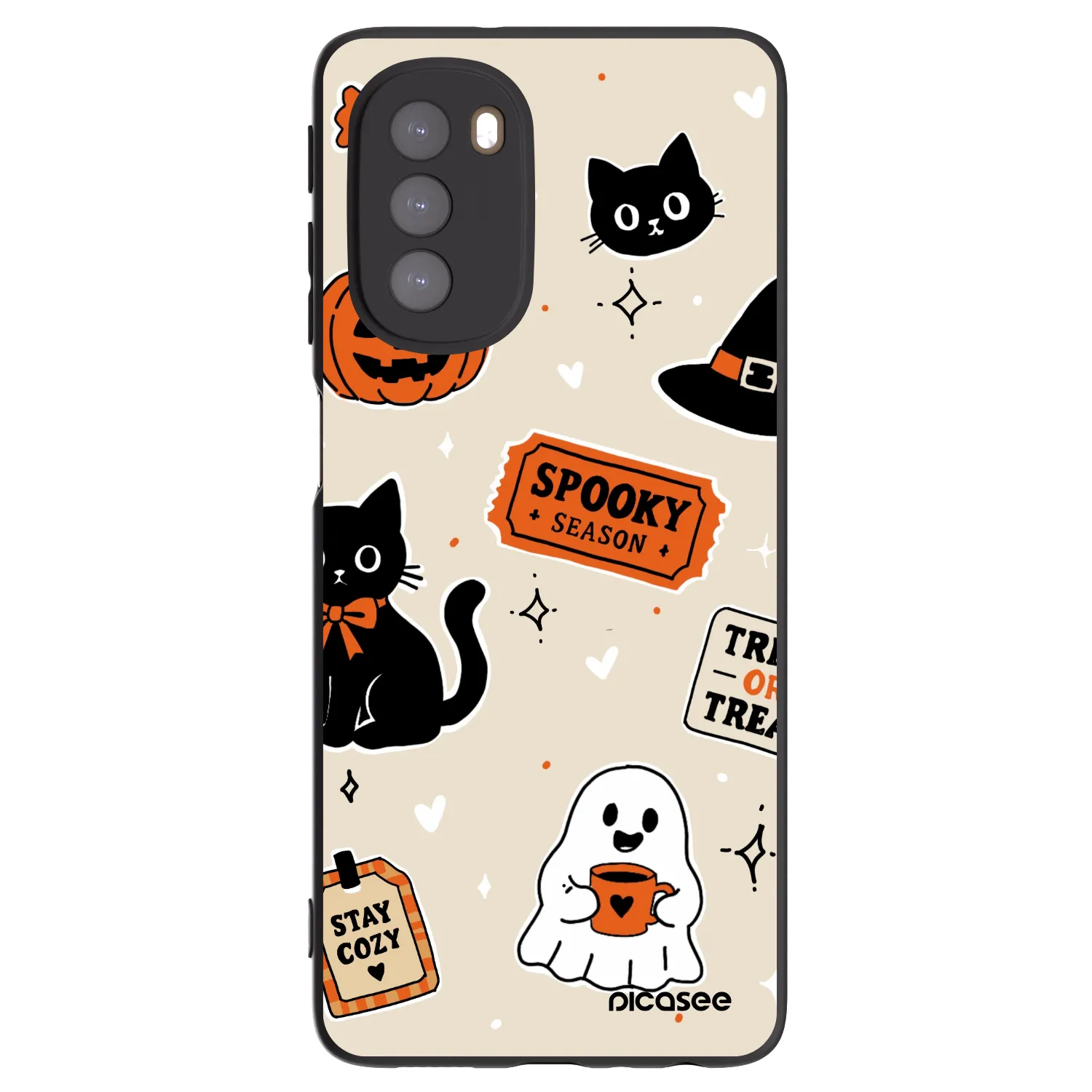 Picasee crna silikonska maskica za Motorola Moto G51 - Halloween stickers