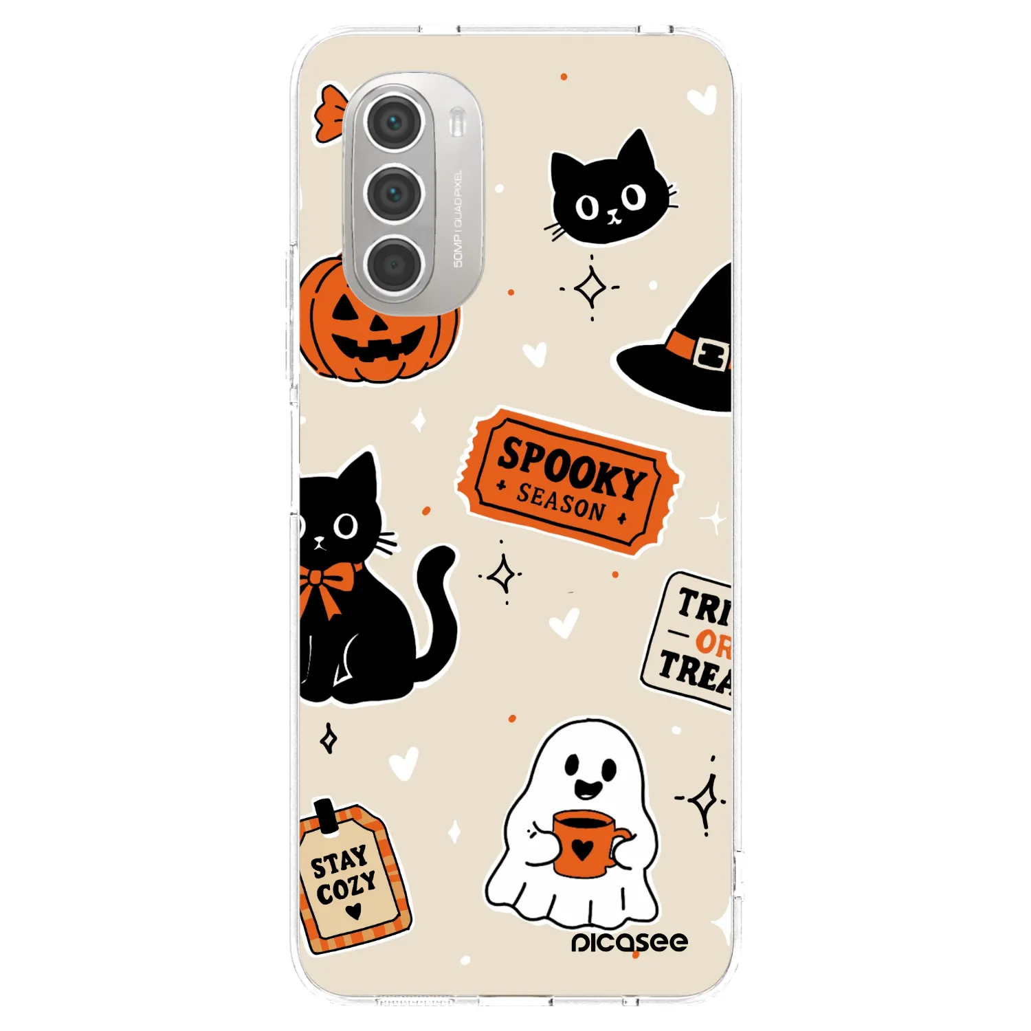Picasee silikonska prozirna maskica za Motorola Moto G51 - Halloween stickers