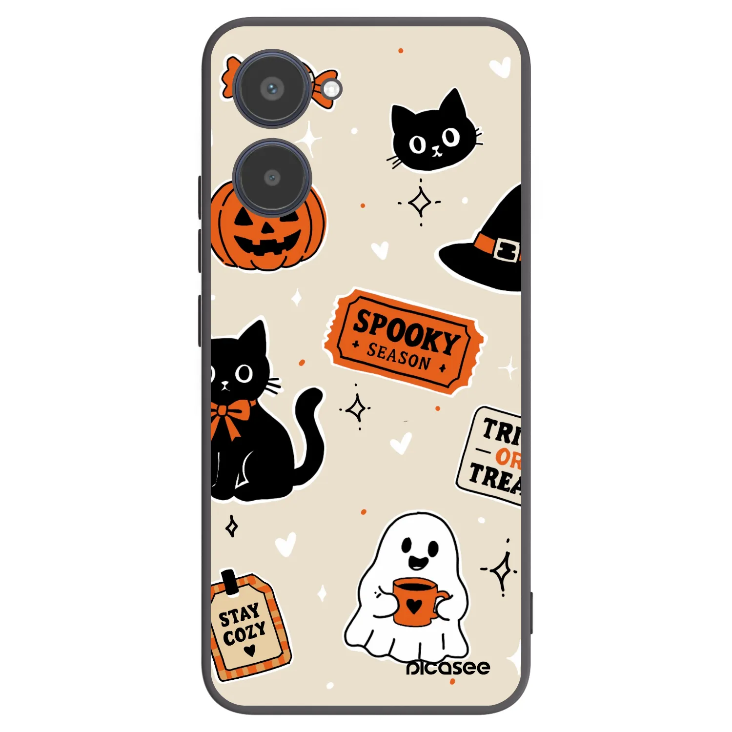 Picasee crna silikonska maskica za Realme 10 4G - Halloween stickers