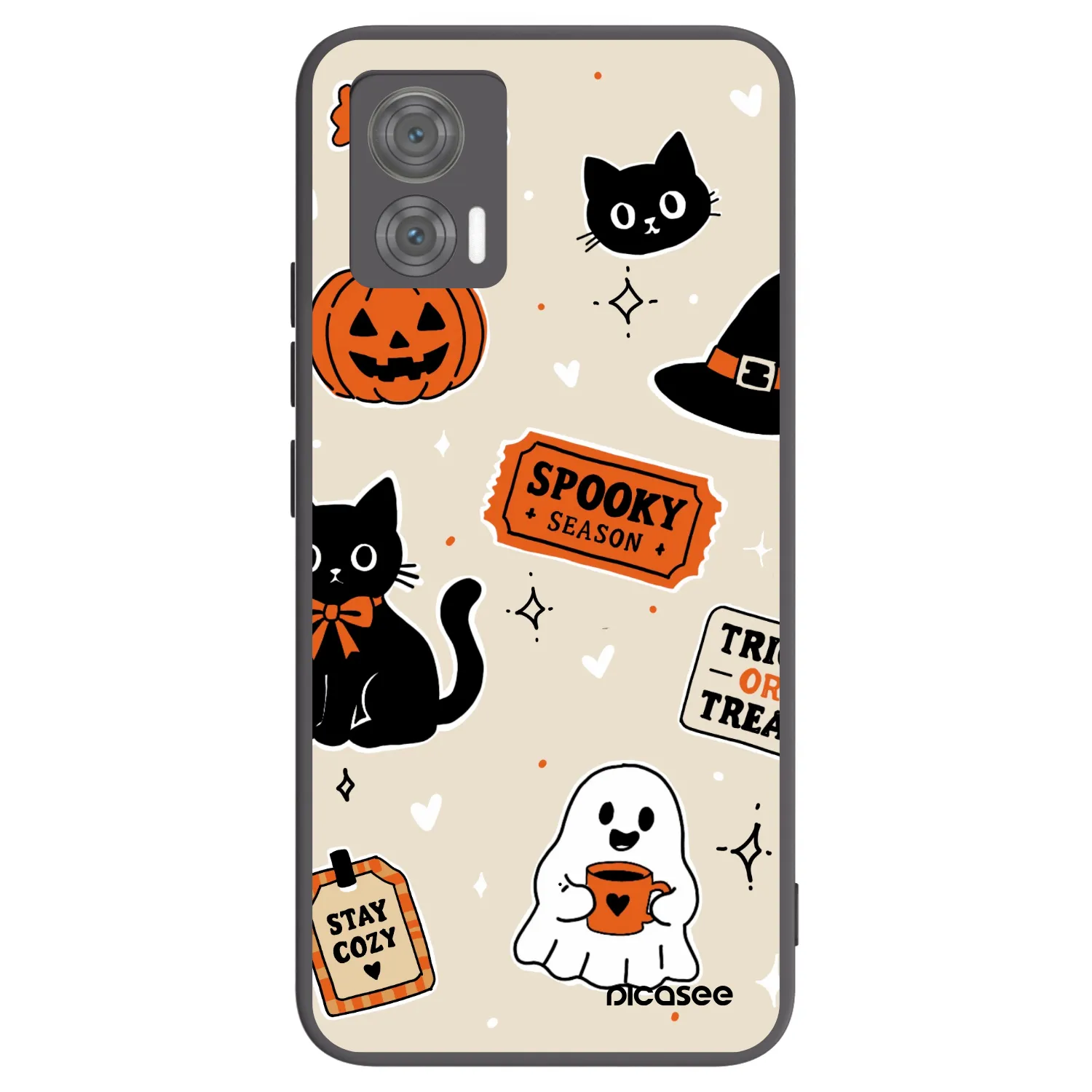Picasee crna silikonska maskica za Motorola Edge 30 Neo - Halloween stickers