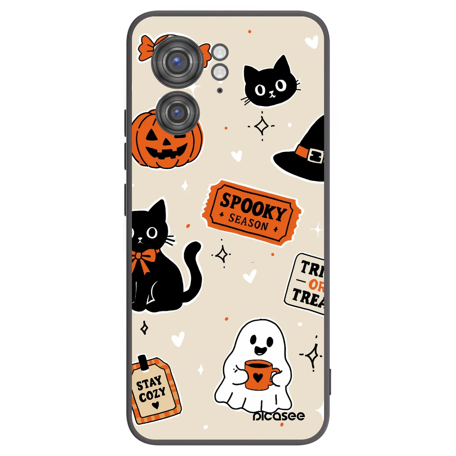 Picasee crna silikonska maskica za Motorola Edge 40 - Halloween stickers