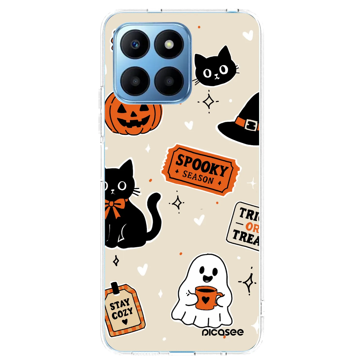 Picasee silikonska prozirna maskica za Honor 70 Lite - Halloween stickers