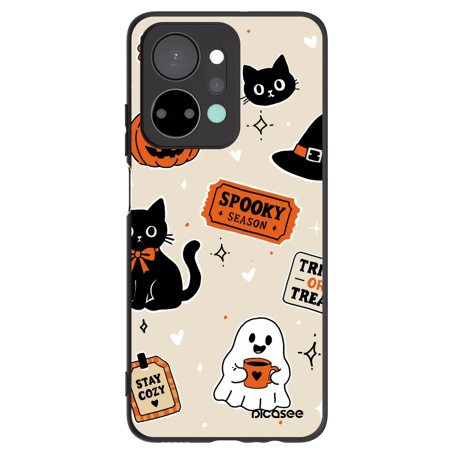 Picasee crna silikonska maskica za Honor X7a - Halloween stickers