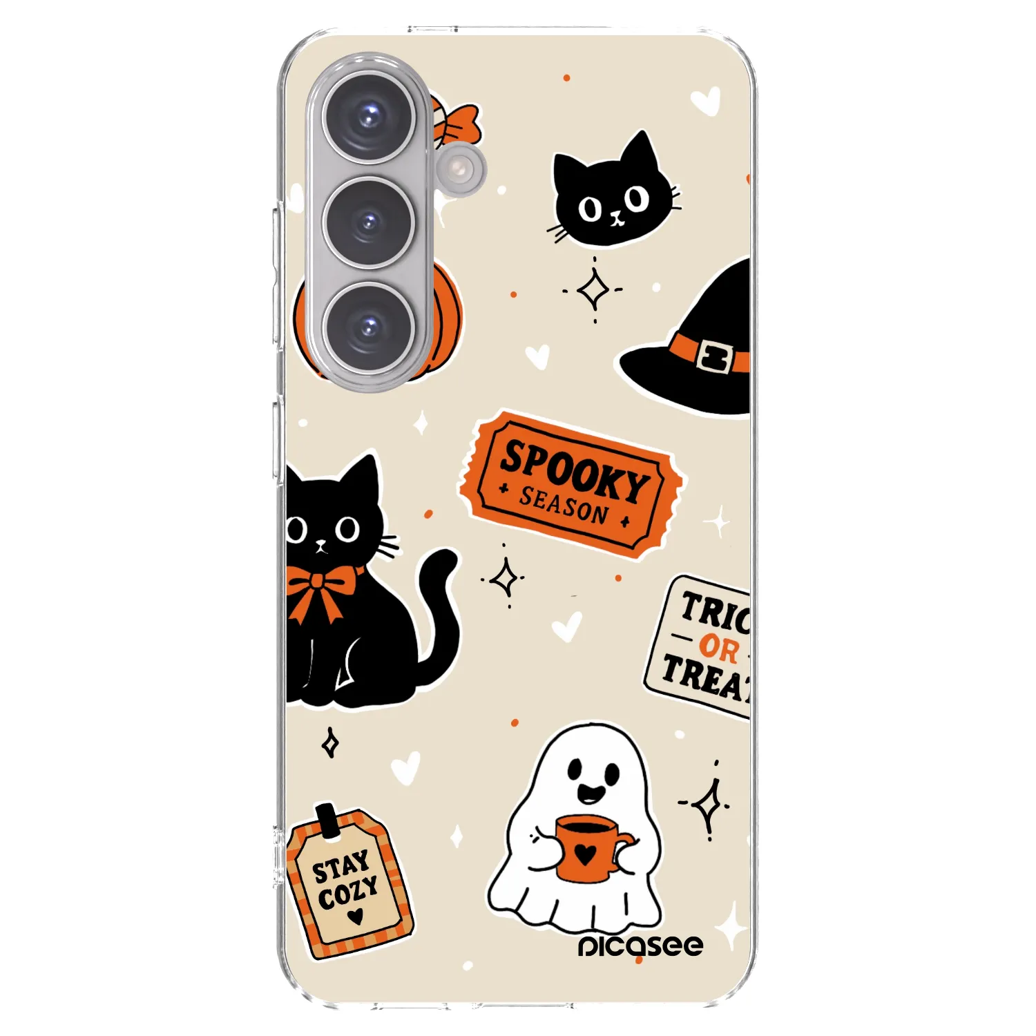 Picasee silikonska prozirna maskica za Samsung Galaxy S24 S921B 5G - Halloween stickers