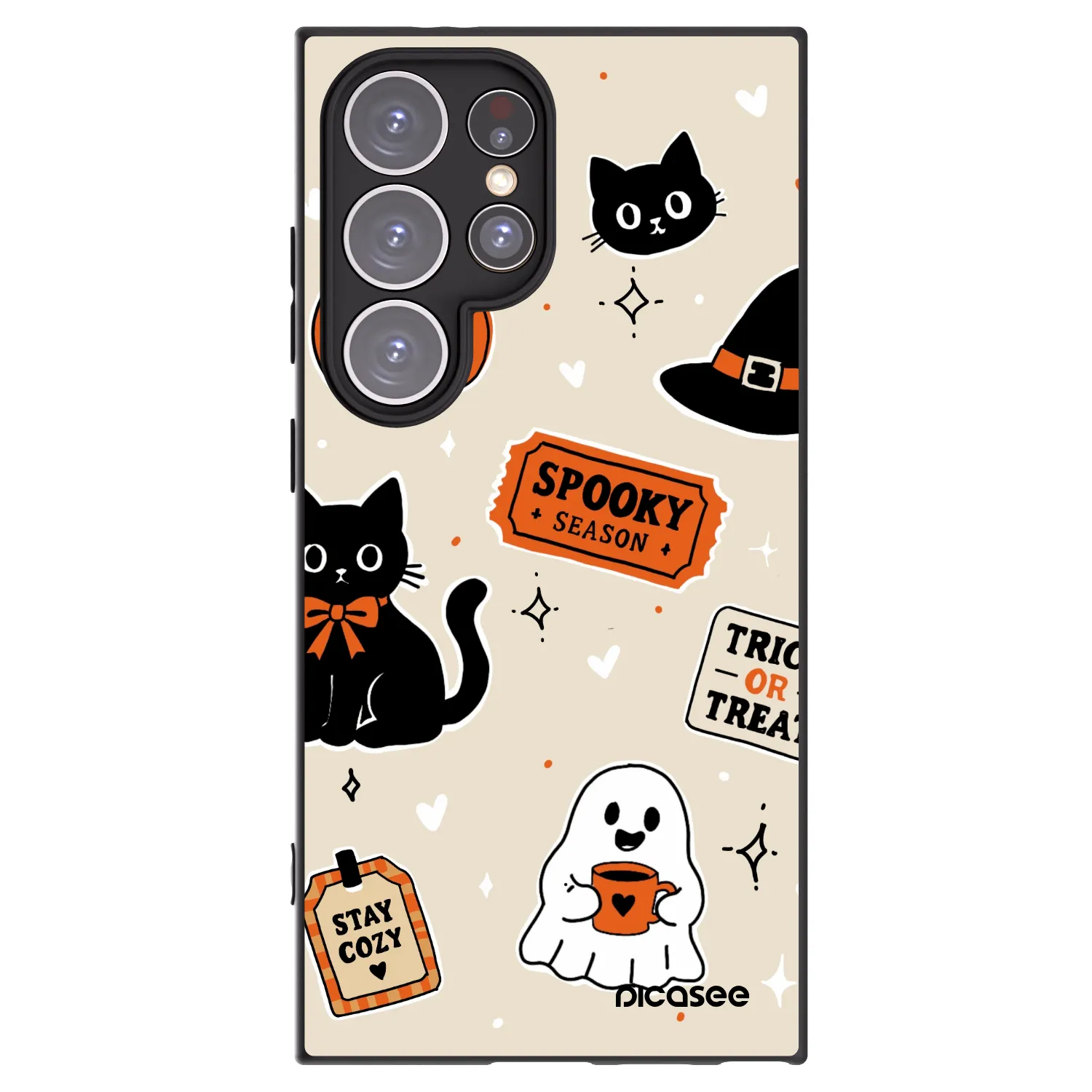 Picasee crna silikonska maskica za Samsung Galaxy S24 Ultra S928B 5G - Halloween stickers