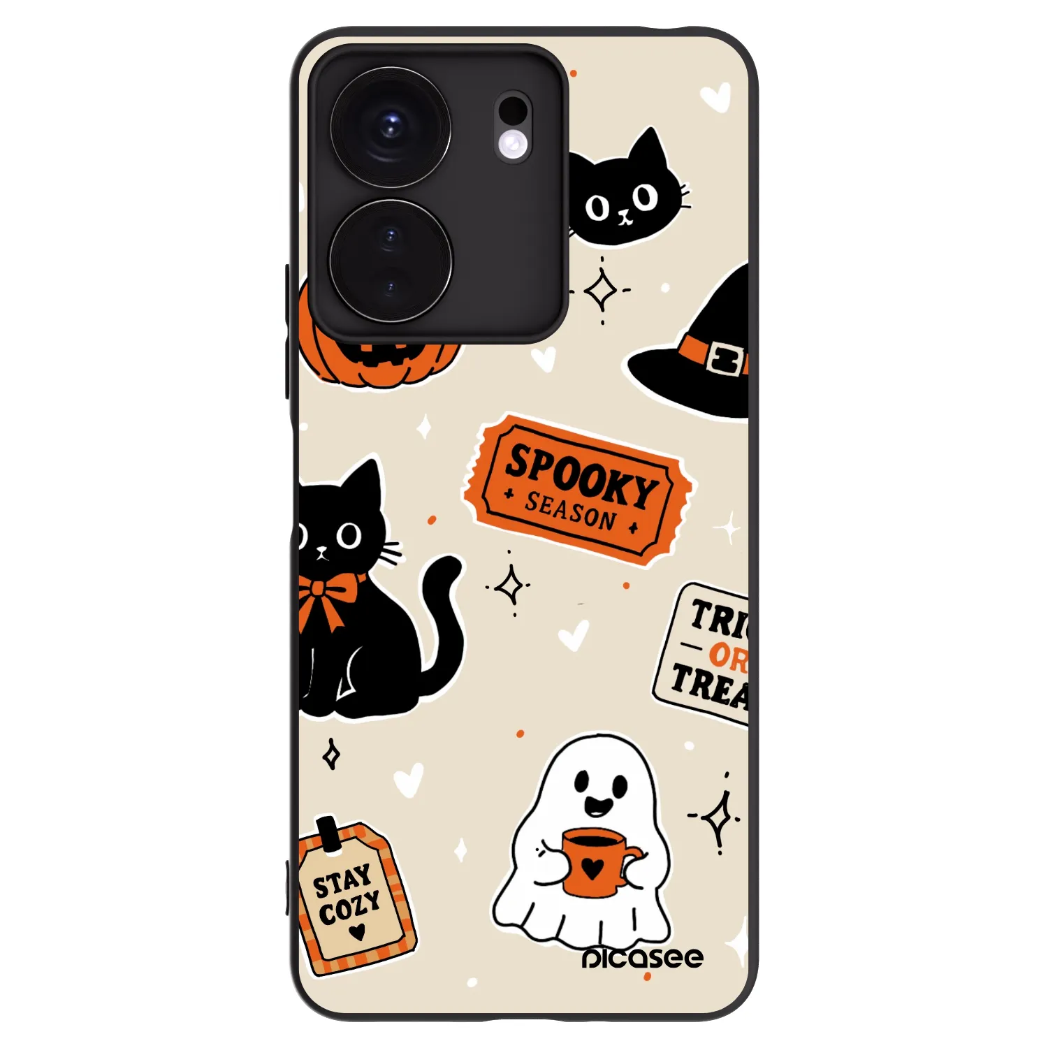 Picasee crna silikonska maskica za Xiaomi Redmi 13C 4G - Halloween stickers