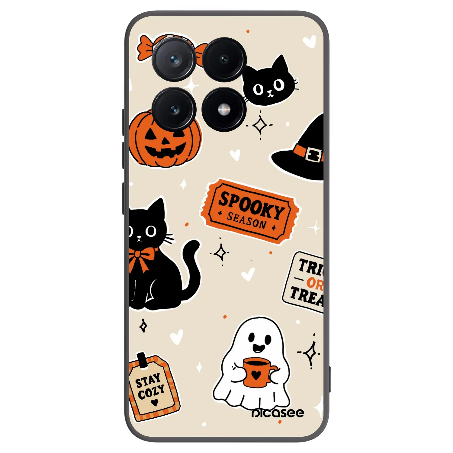 Picasee crna silikonska maskica za Xiaomi Poco X6 Pro - Halloween stickers
