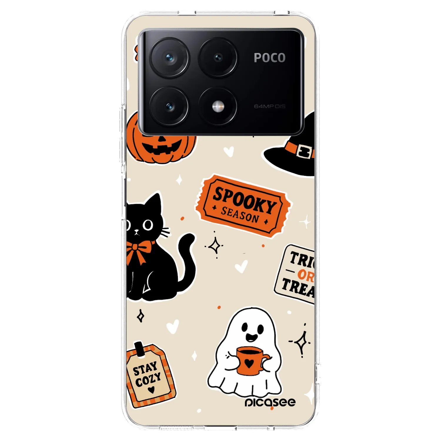 Picasee silikonska prozirna maskica za Xiaomi Poco X6 Pro - Halloween stickers