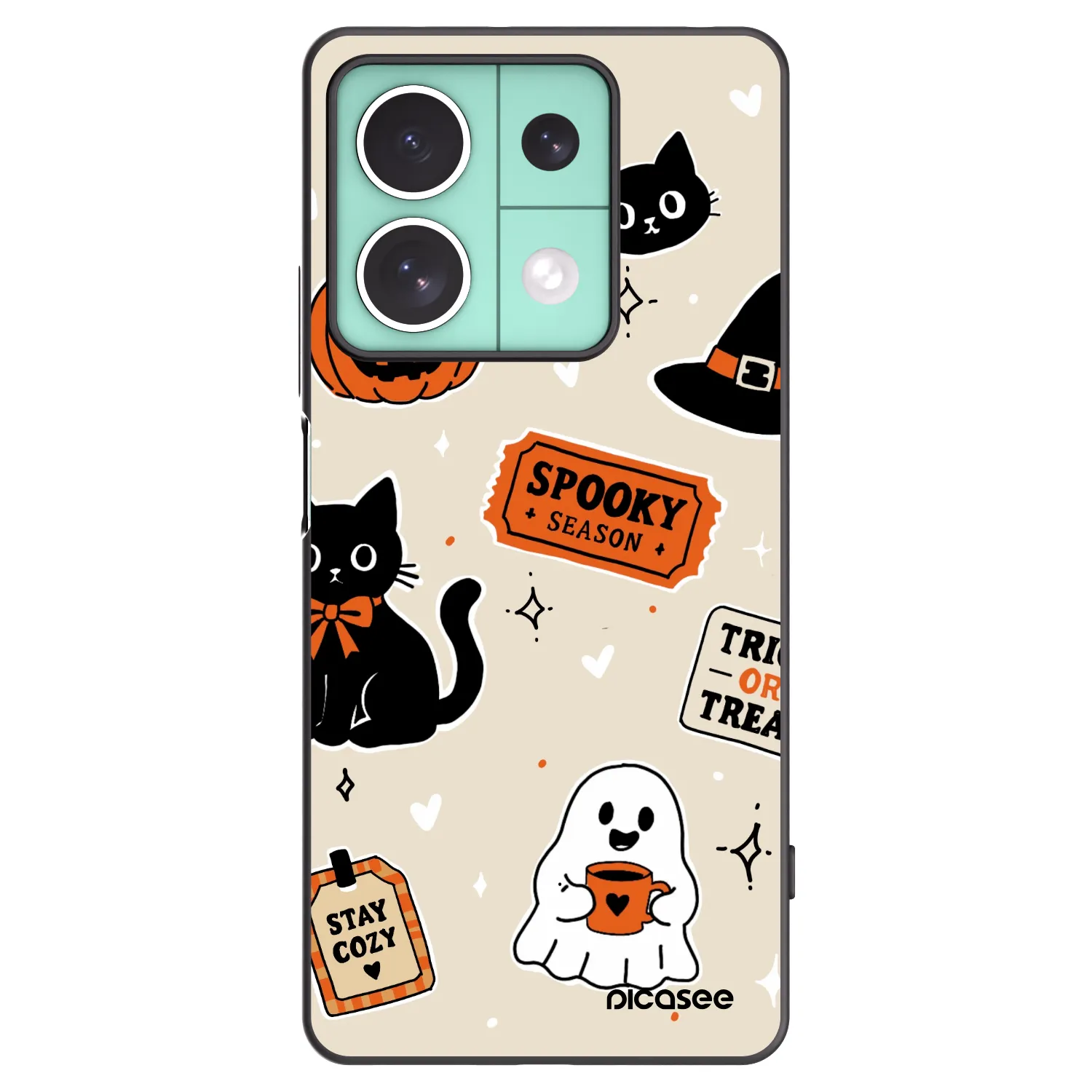 Picasee crna silikonska maskica za Xiaomi Redmi Note 13 5G - Halloween stickers