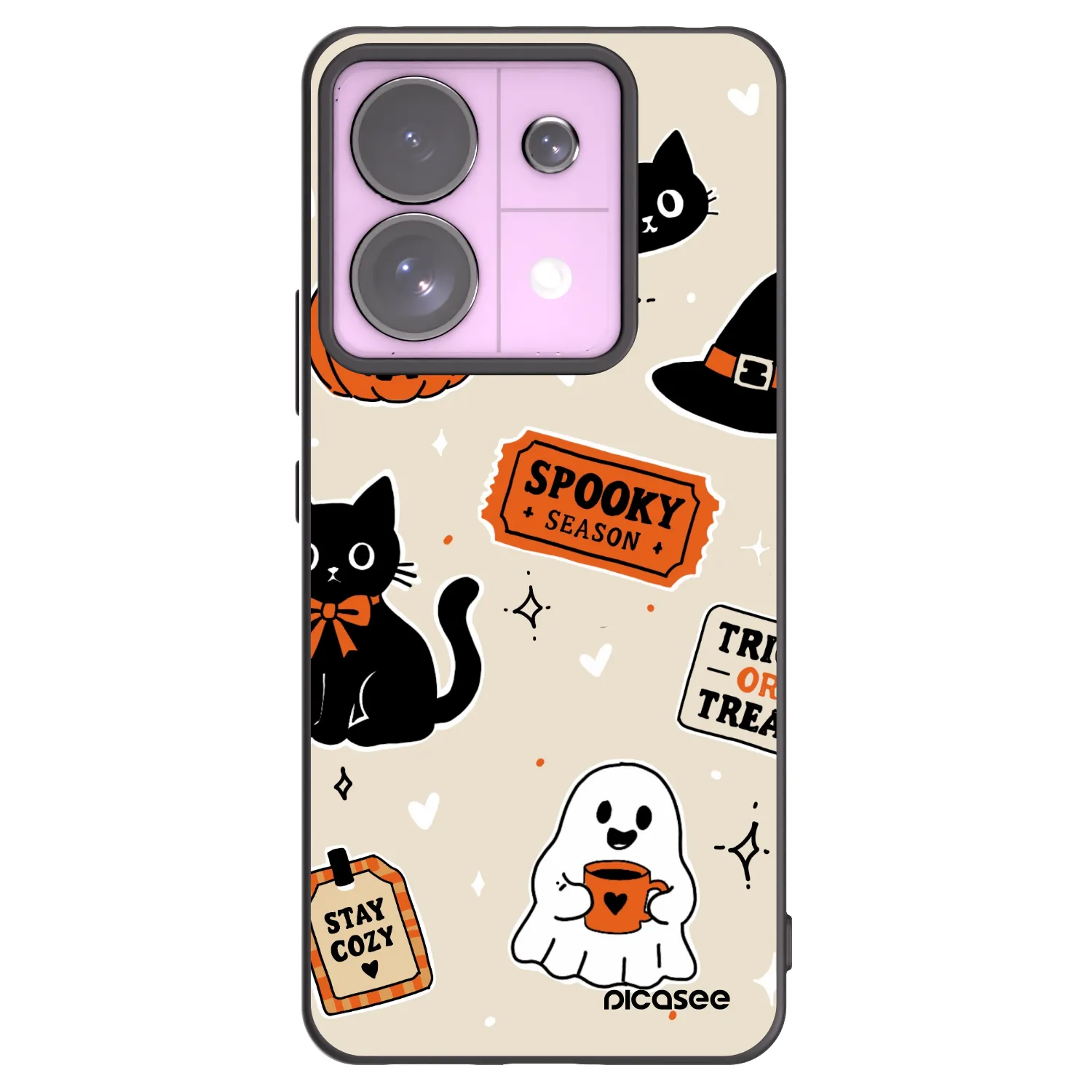 Picasee crna silikonska maskica za Xiaomi Redmi Note 13 Pro 5G - Halloween stickers