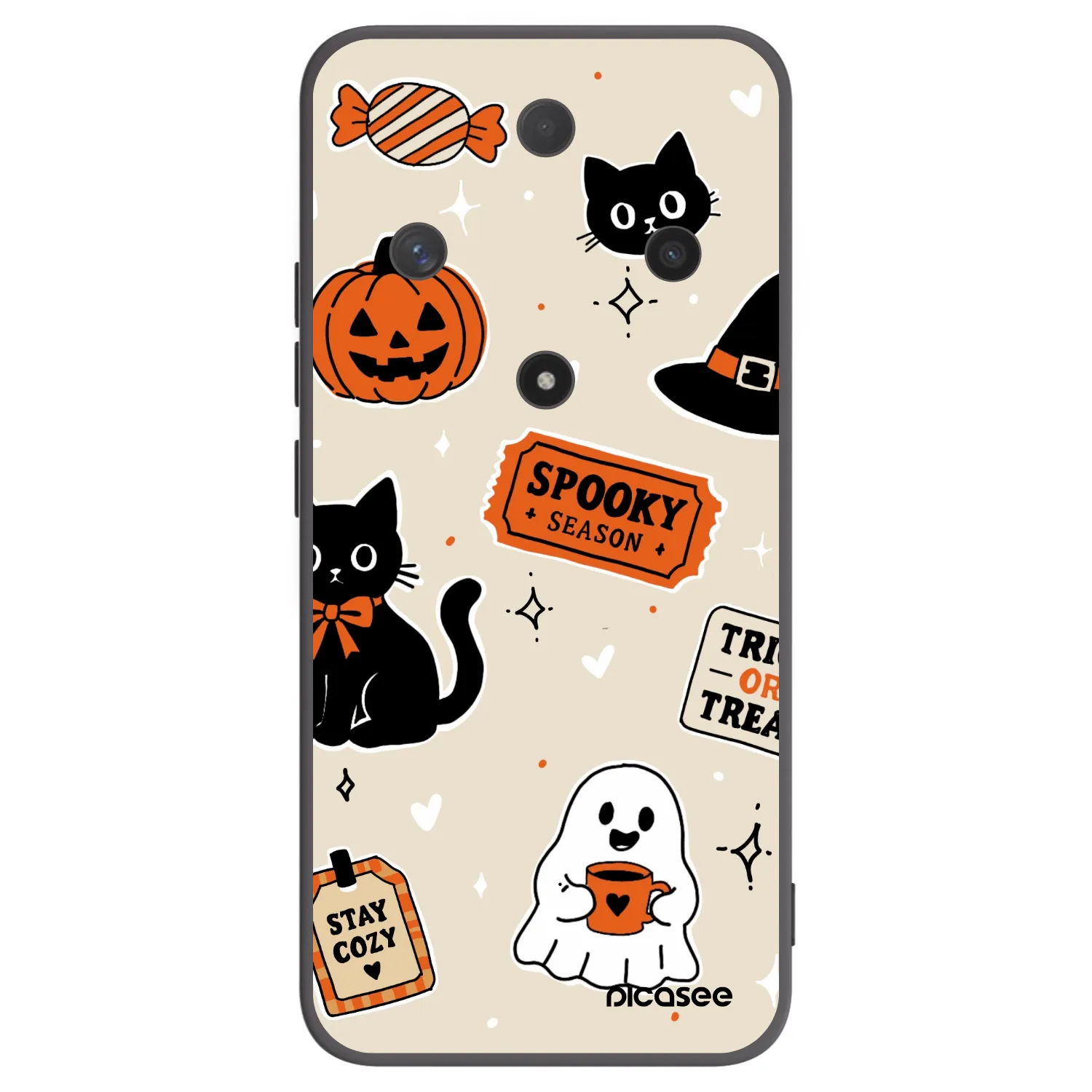 Picasee crna silikonska maskica za Honor Magic6 Lite 5G - Halloween stickers