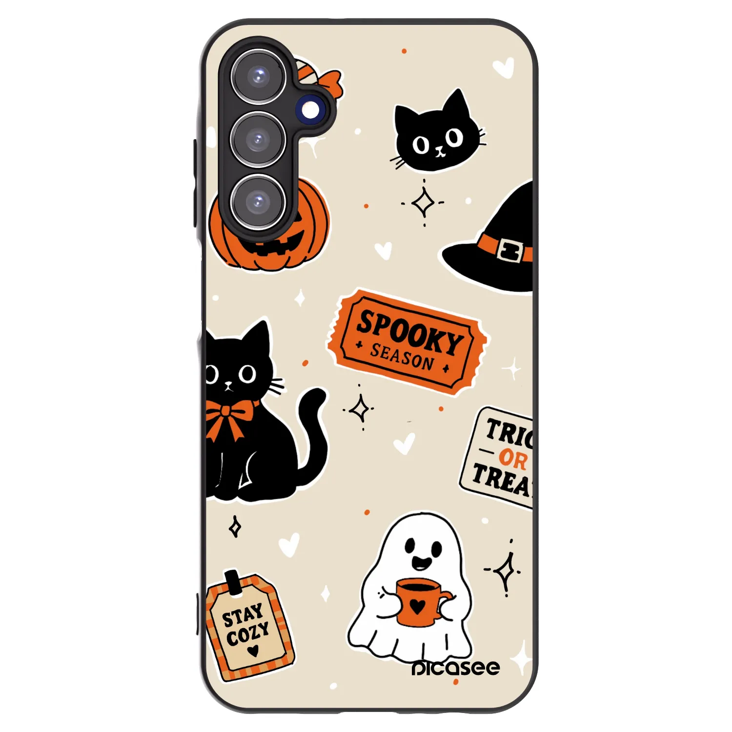 Picasee crna silikonska maskica za Samsung Galaxy A15 A156B 5G - Halloween stickers