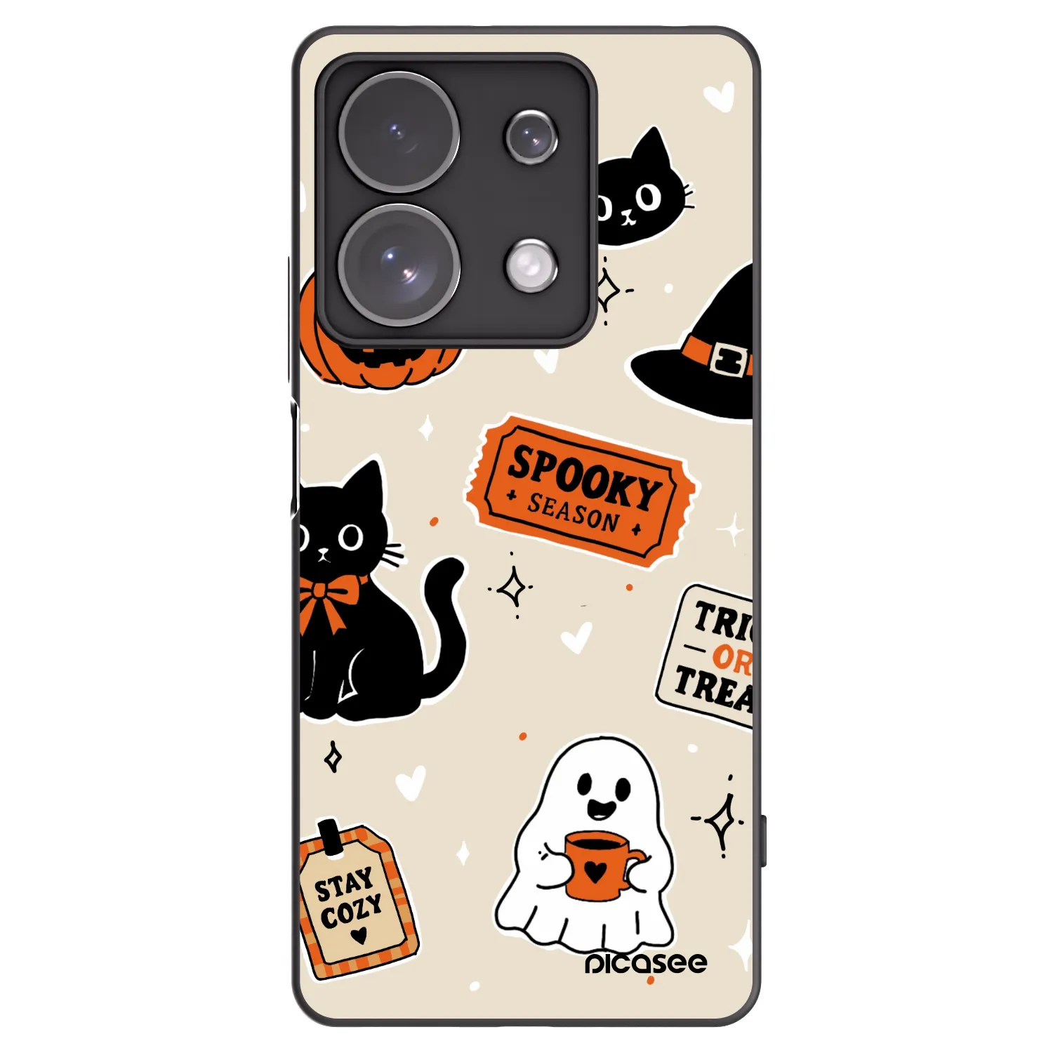 Picasee crna silikonska maskica za Xiaomi Redmi Note 13 Pro 4G - Halloween stickers