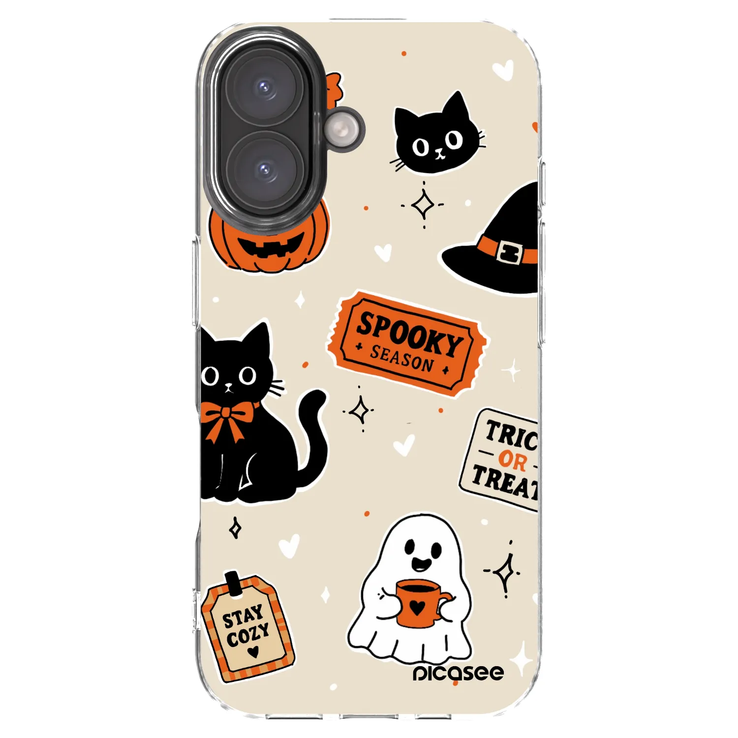 Picasee silikonska prozirna maskica za Apple iPhone 16 - Halloween stickers