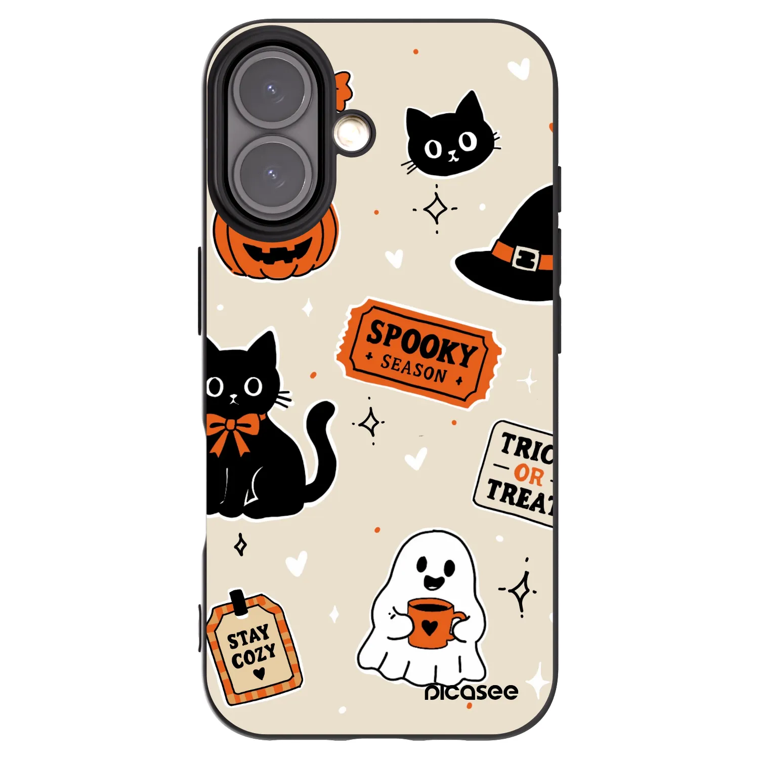 Picasee crna silikonska maskica za Apple iPhone 16 - Halloween stickers