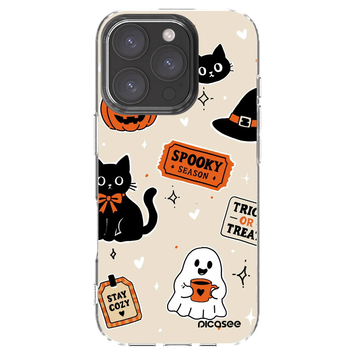 Picasee silikonska prozirna maskica za Apple iPhone 16 Pro - Halloween stickers