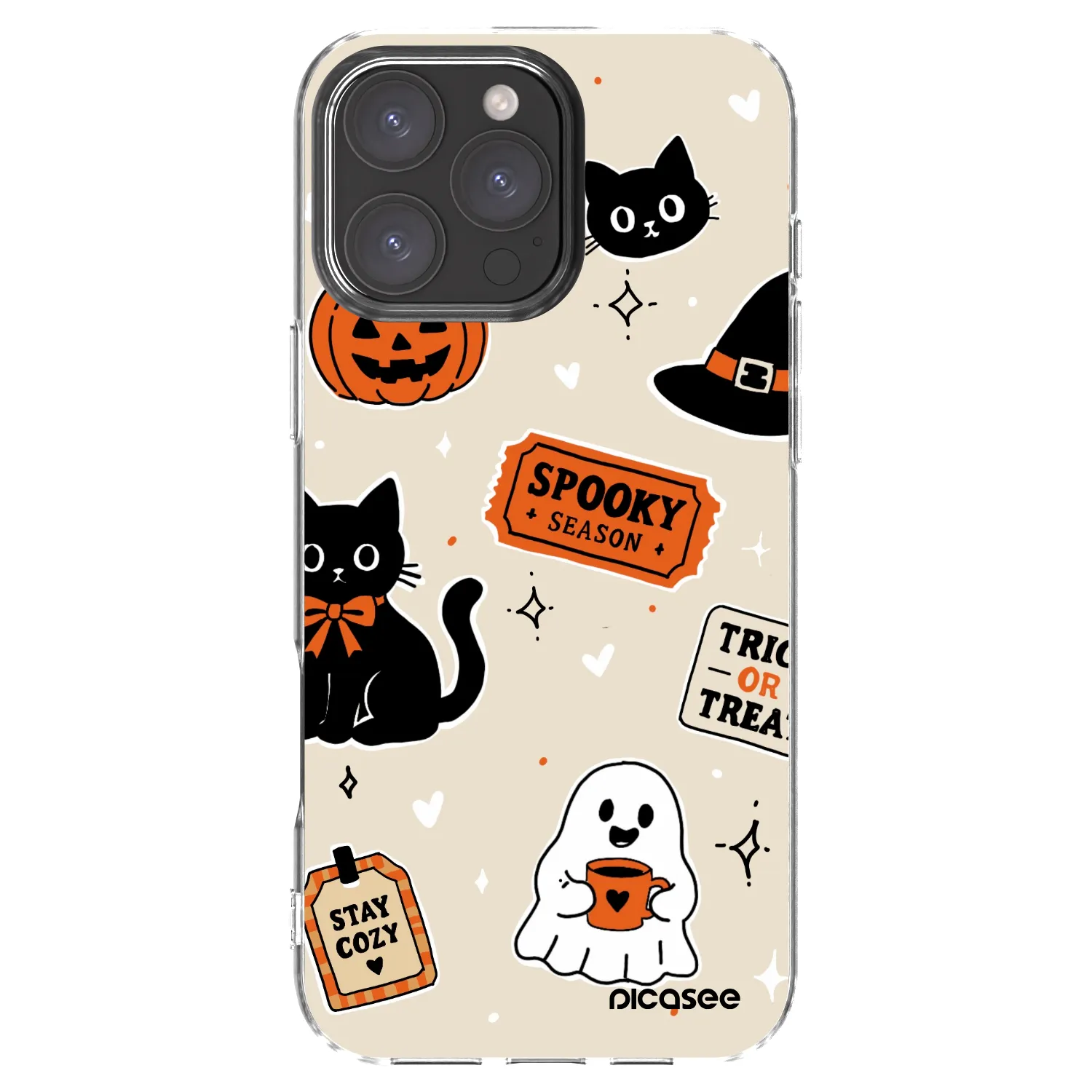 Picasee silikonska prozirna maskica za Apple iPhone 16 Pro Max - Halloween stickers